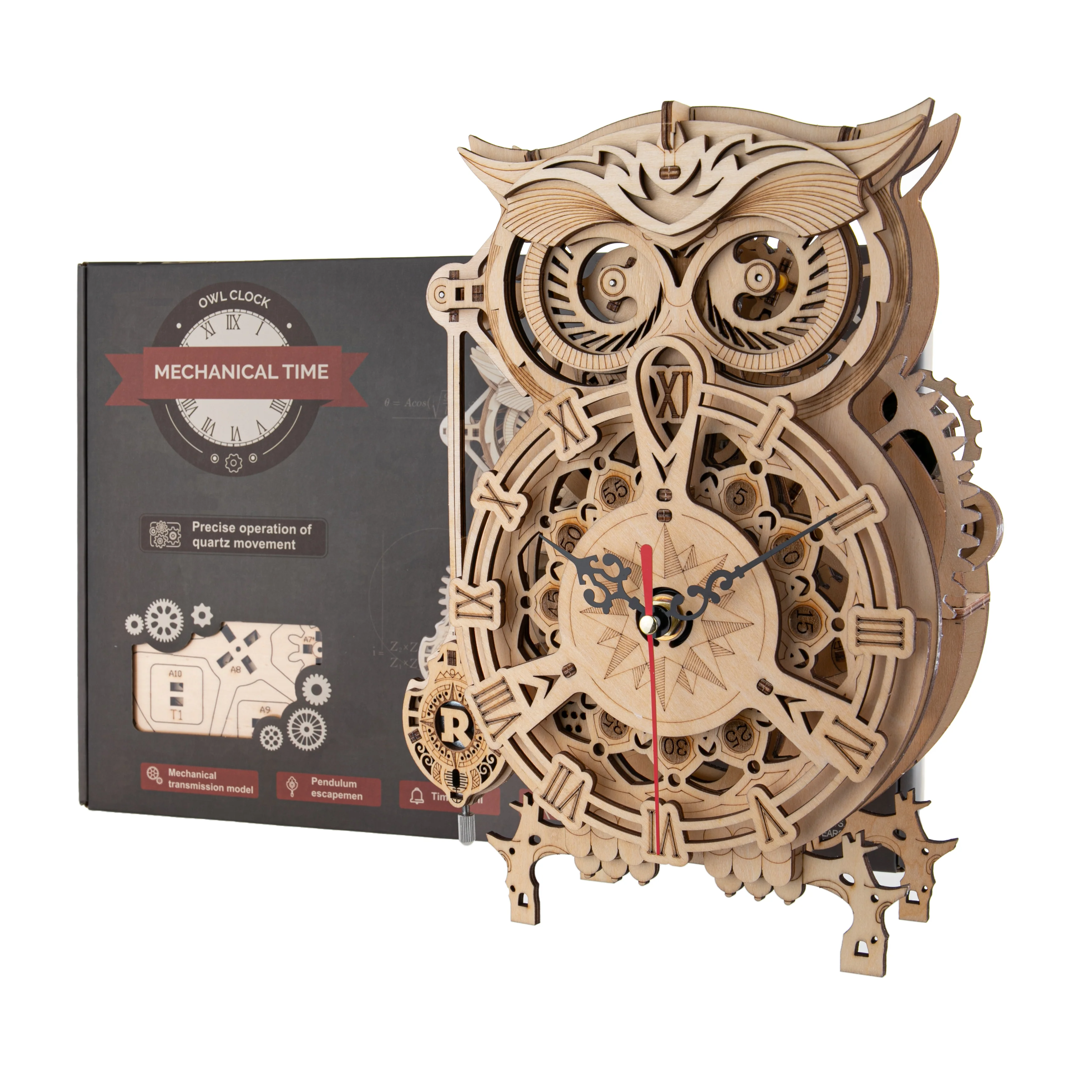 3D WOOD OWL CLOCK ASSEMBLY KIT - Image 2