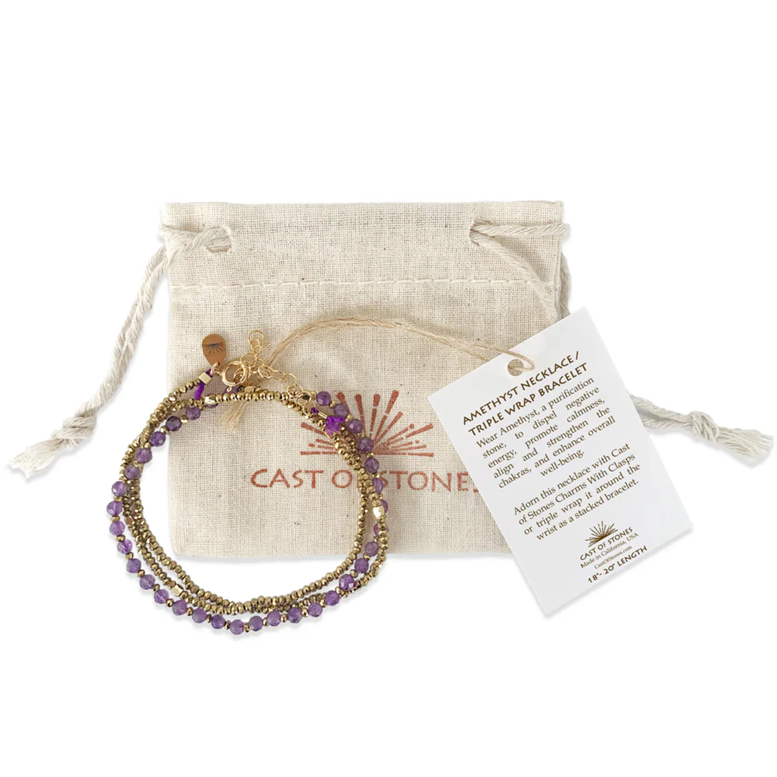 AMETHYST NECKLACE / TRIPLE WRAP BRACELET