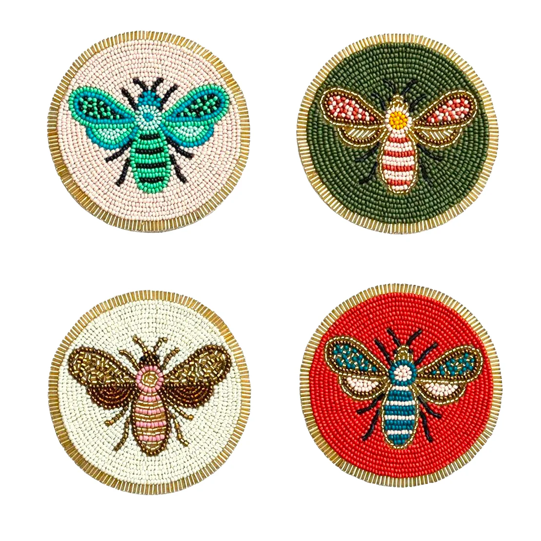 BEADED BEE COASTERS - SET OF FOUR