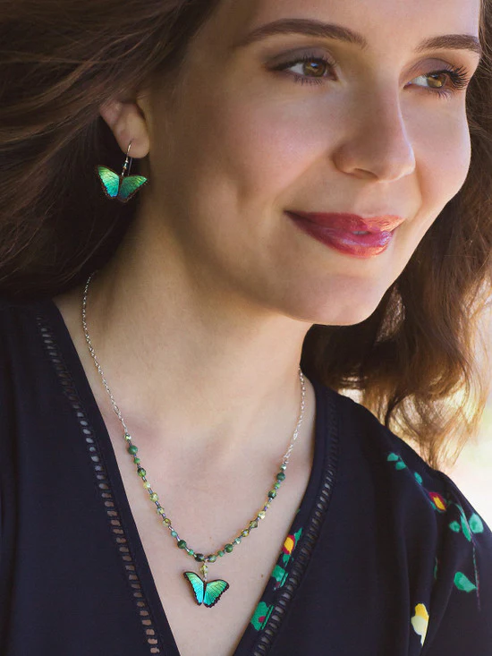 BELLA BUTTERFLY BEADED NECKLACE - BLUE RADIANCE - Image 3
