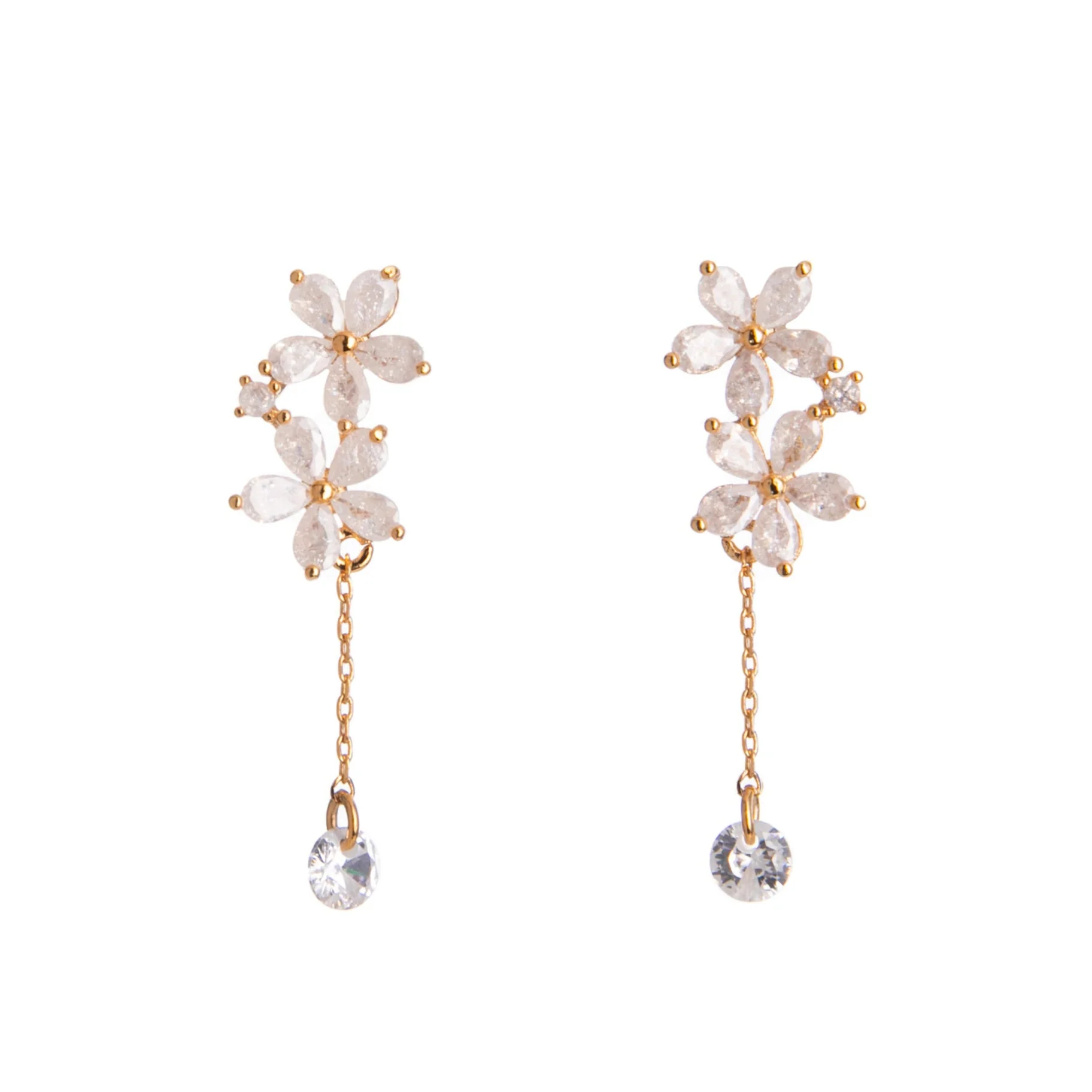 BLOSSOM EARRINGS WITH CRYSTAL DROPLET