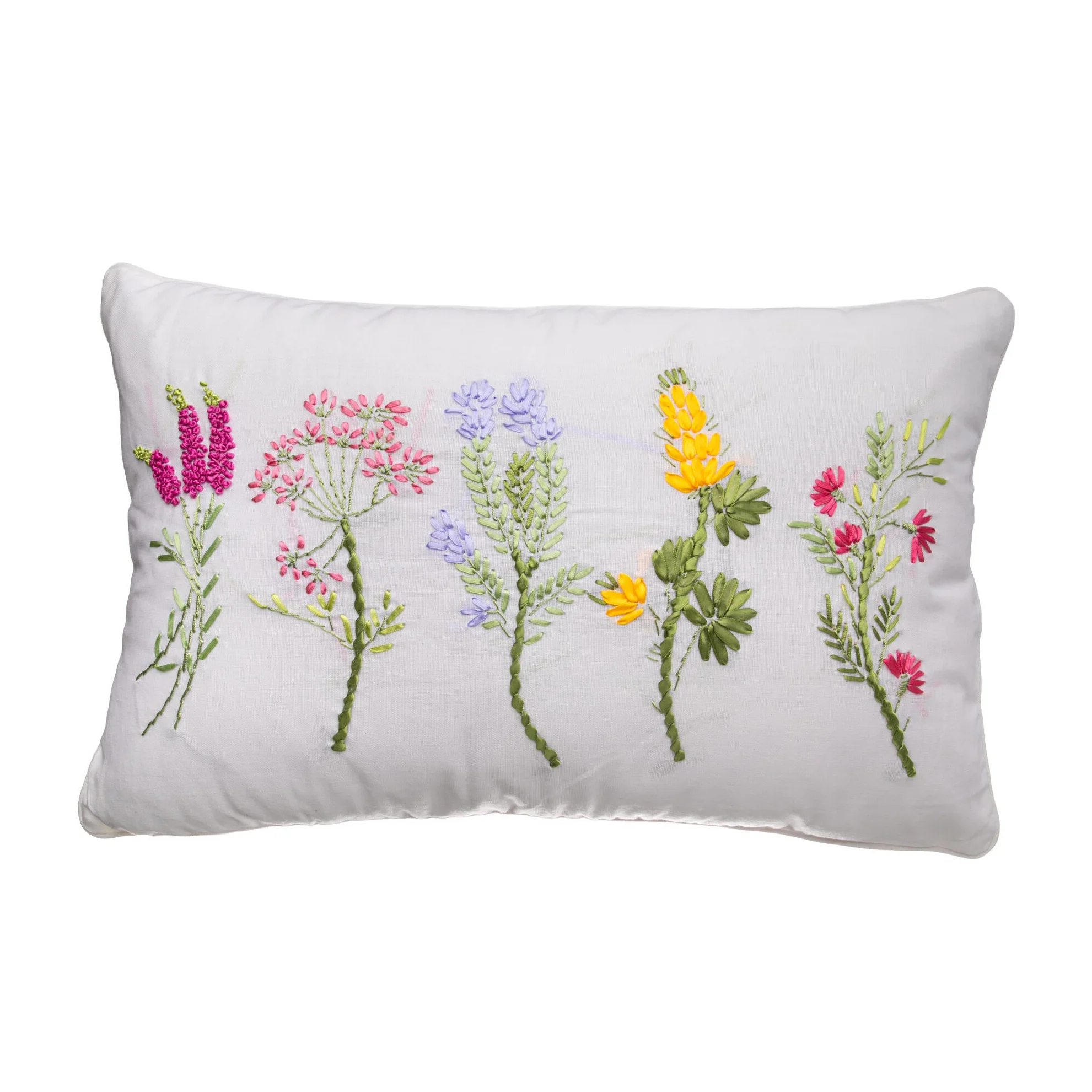 BOTANICAL RIBBON FLORAL PILLOW