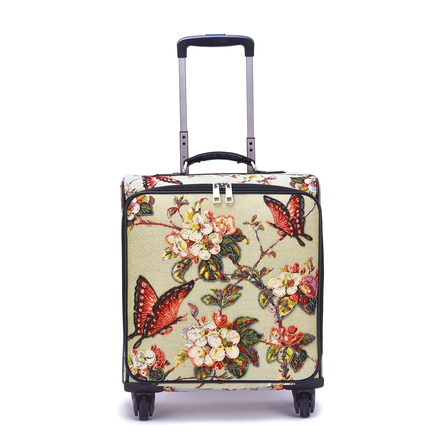 BUTTERFLY & BLOOMS BEADED 4-WHEEL CARRY-ON SUITCASE - Image 2