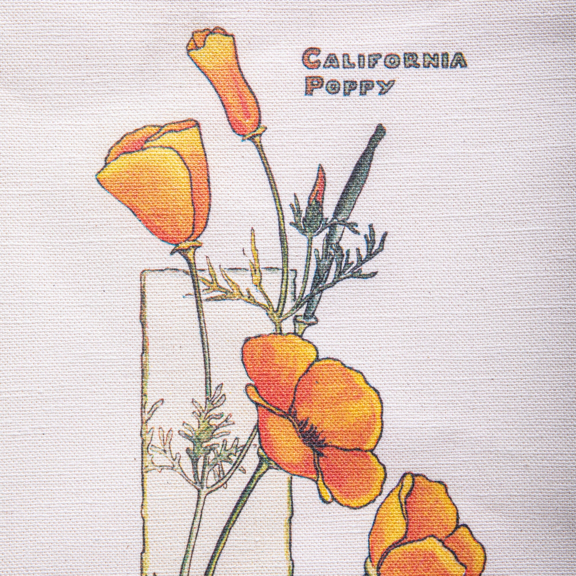 CALIFORNIA POPPY TOTE WITH LEATHER HANDLES - Image 2