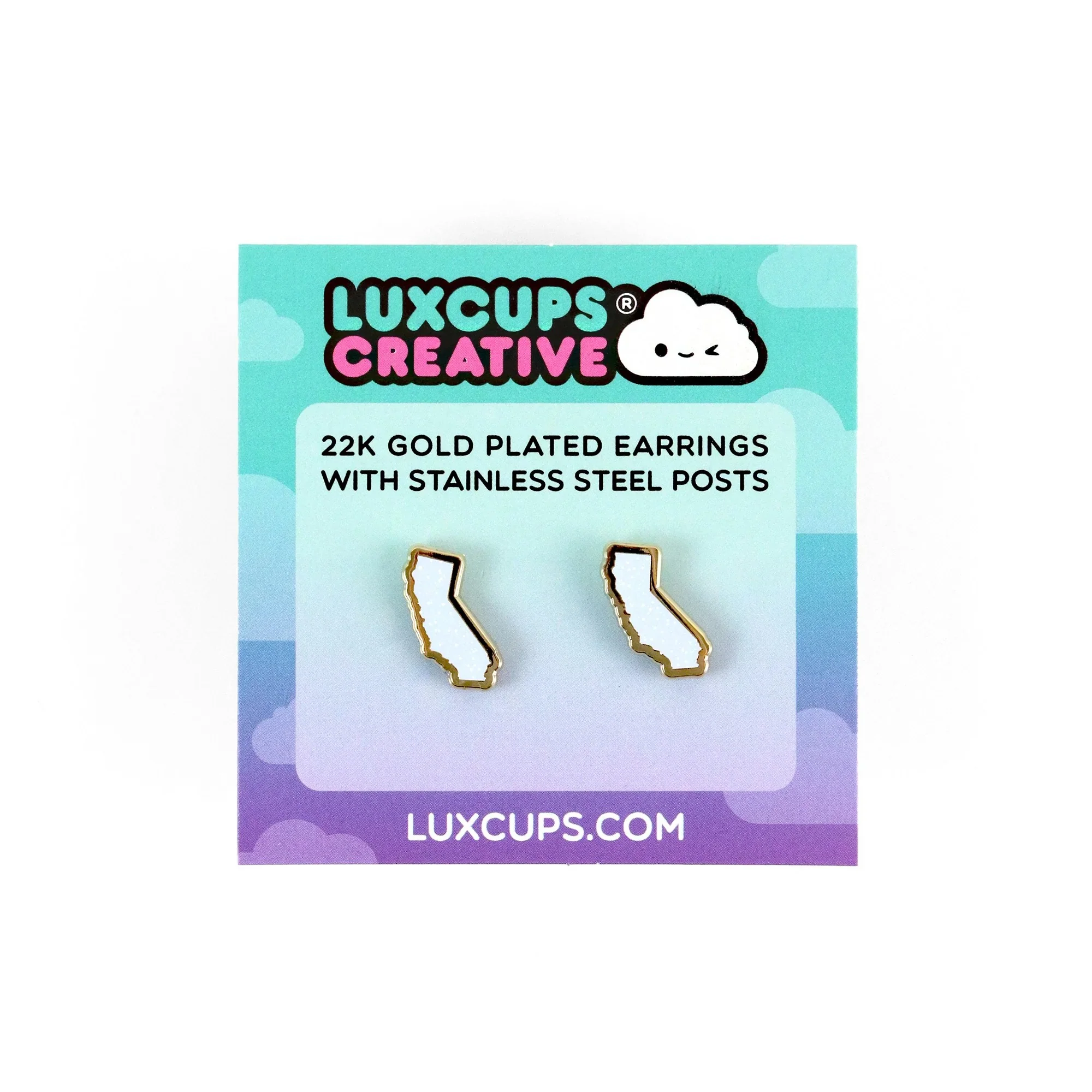 CALIFORNIA WHITE GLITTER EARRINGS - Image 2