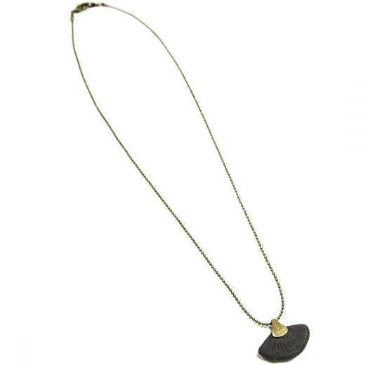 CHARCOAL & BRASS GINKGO LEAF NECKLACE