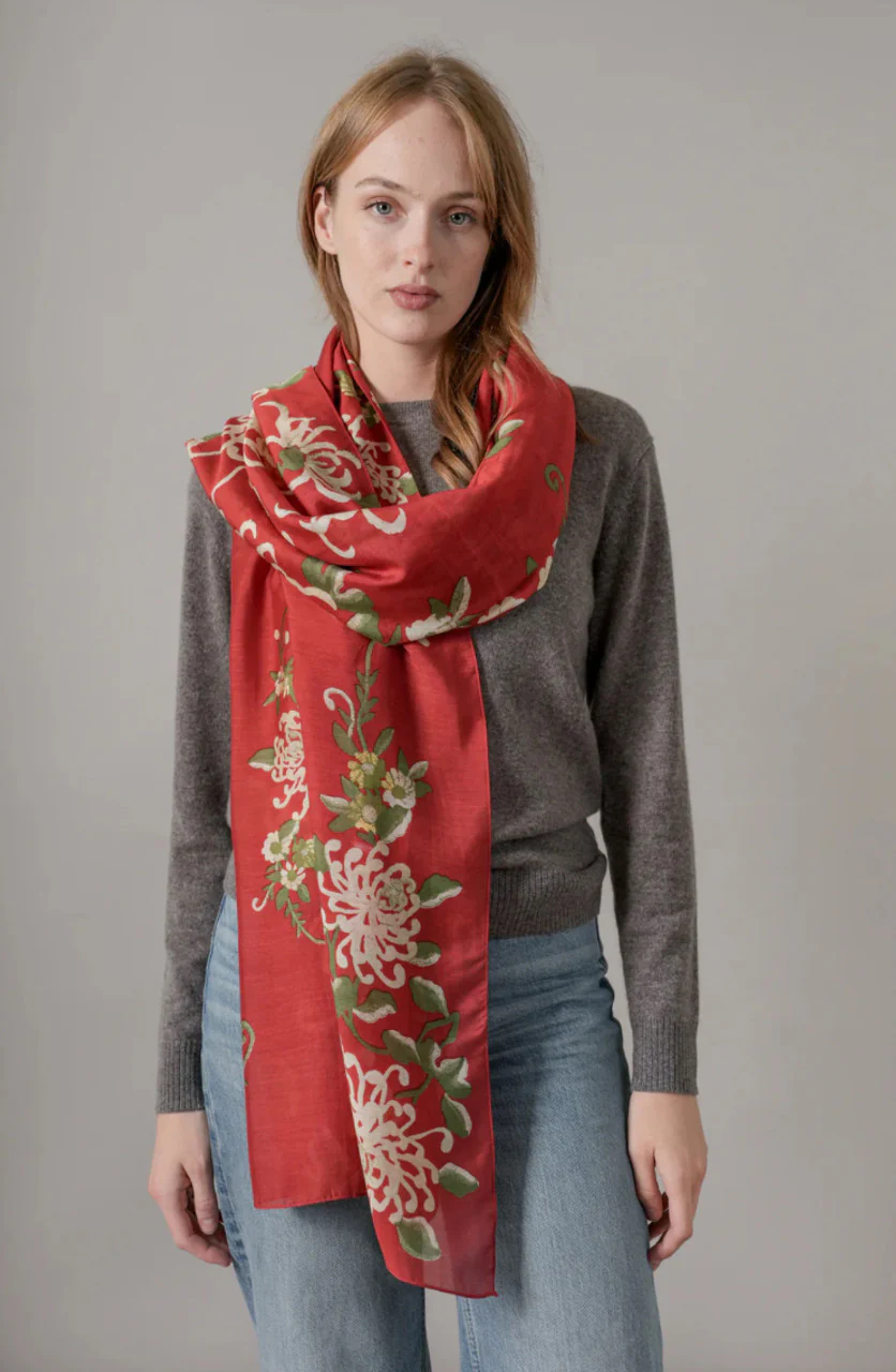 CHRYSANTHEMUM SCARF - RED - Image 3
