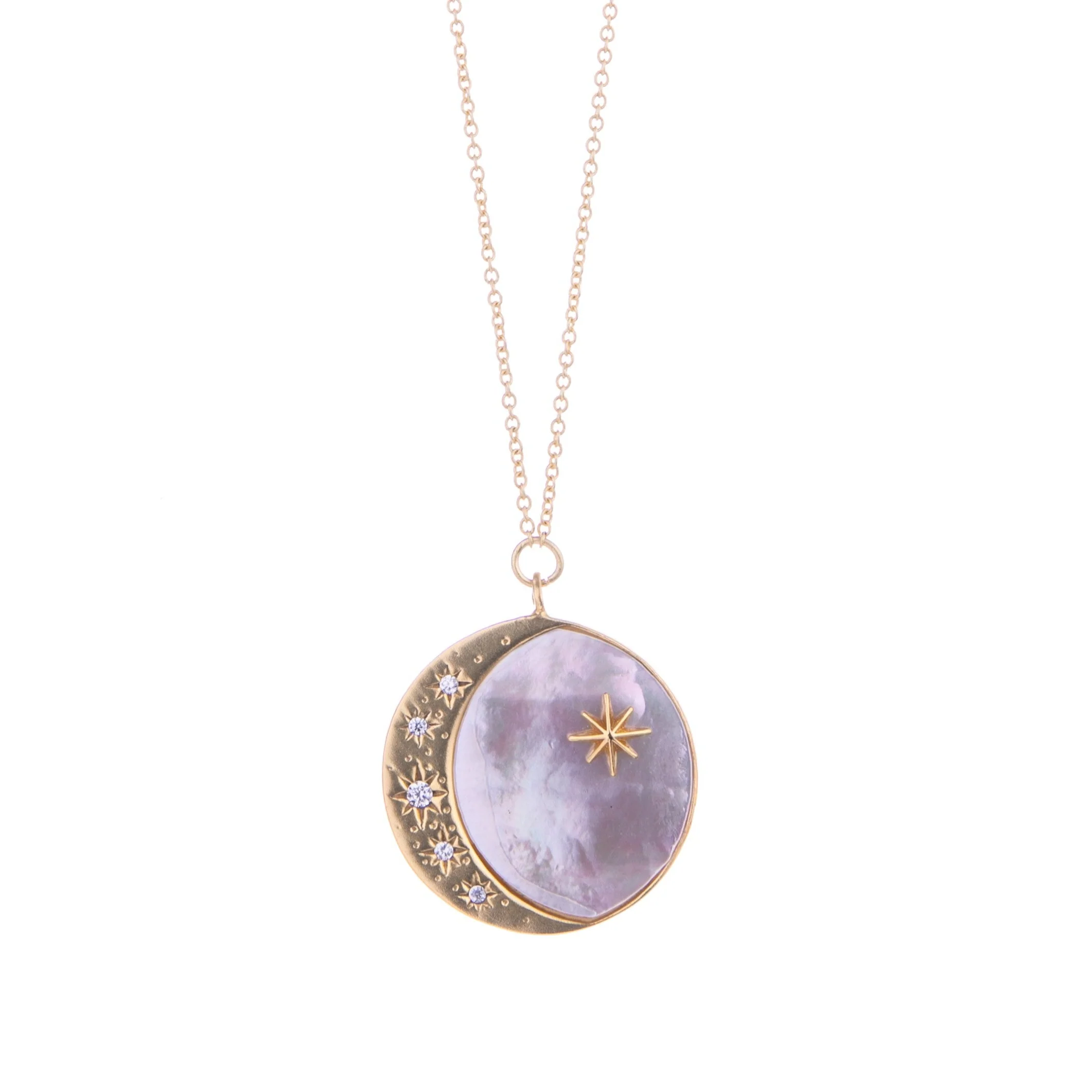 CRESCENT MOON MOTHER OF PEARL NECKLACE