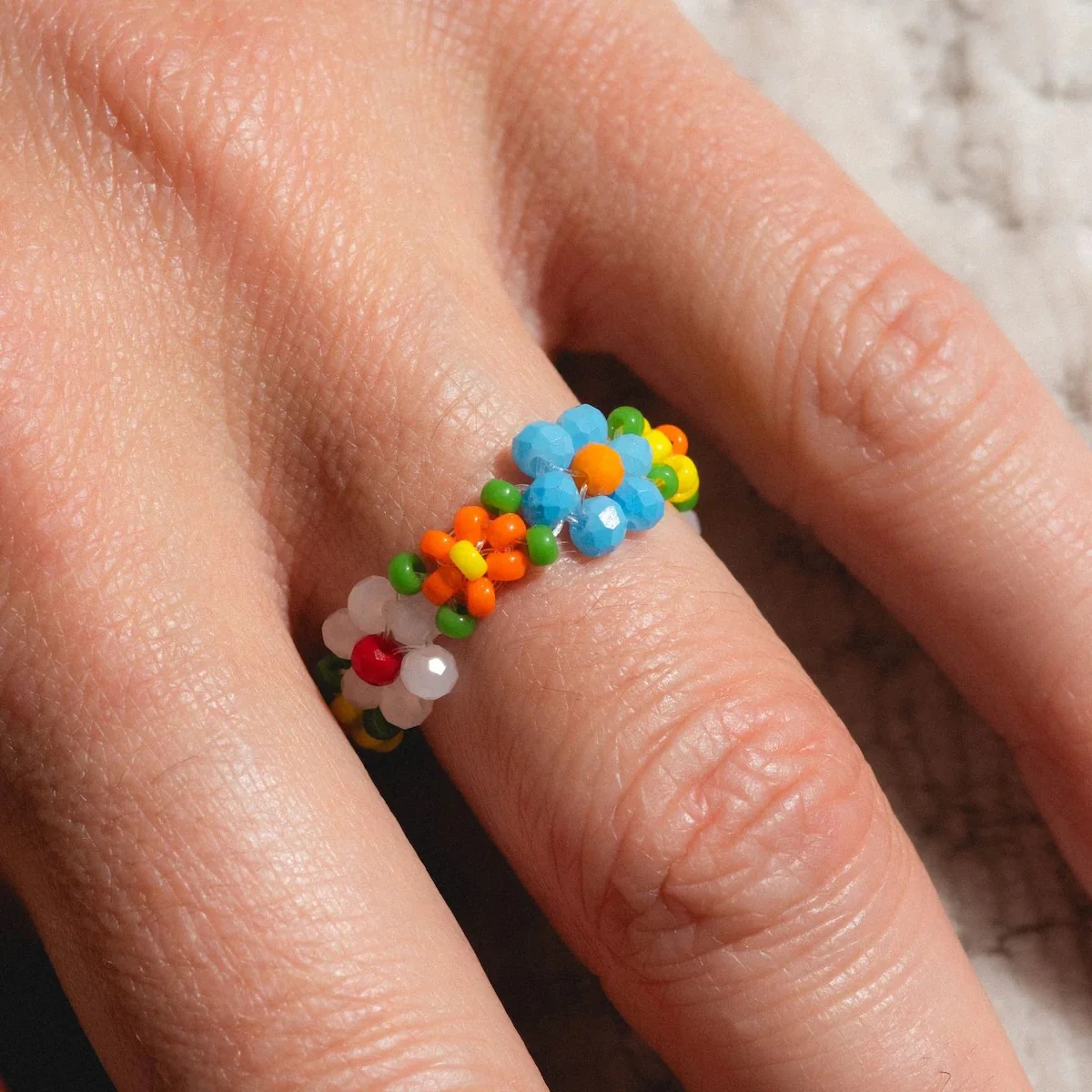 DAISY CHAIN BEADED RING - Image 2