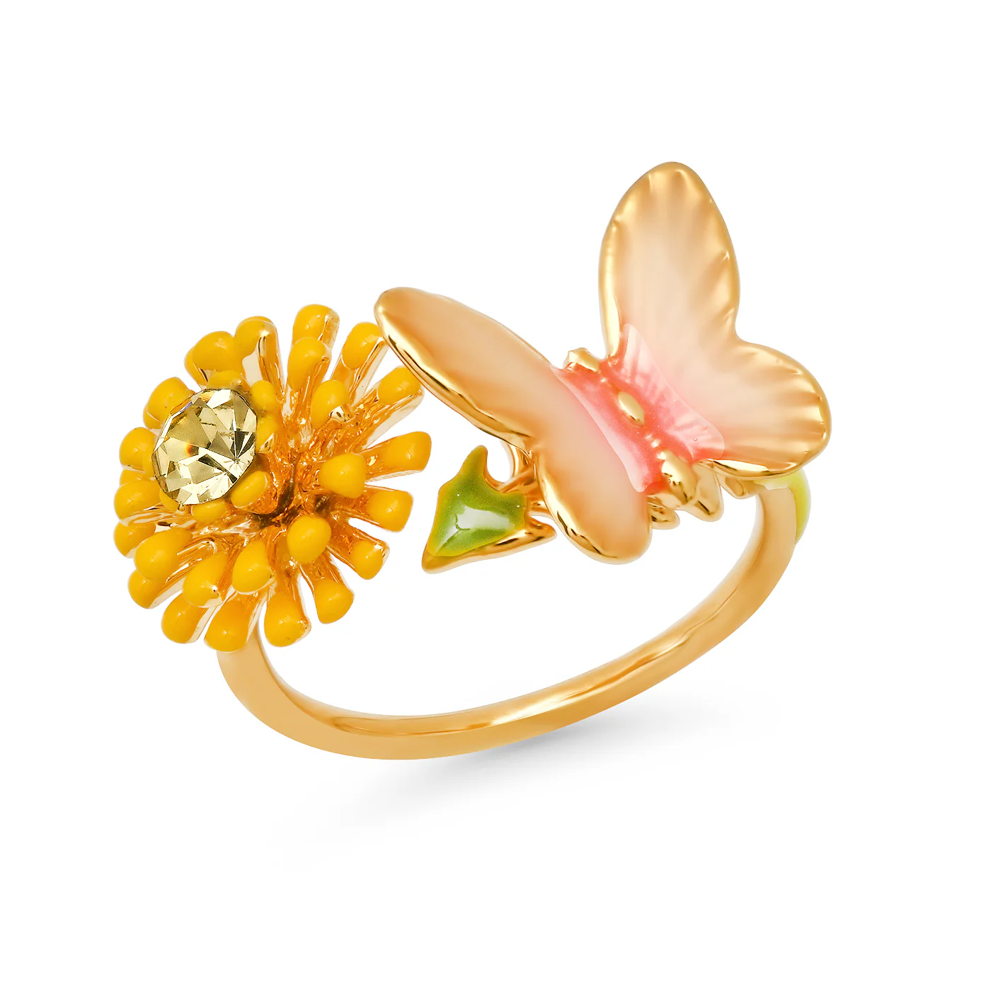 DANDELION AND BUTTERFLY RING