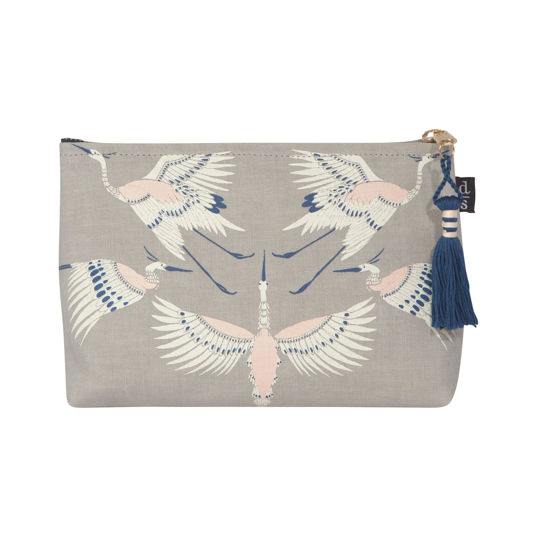 FLIGHT OF FANCY MEDIUM LINEN PURSE - GREY