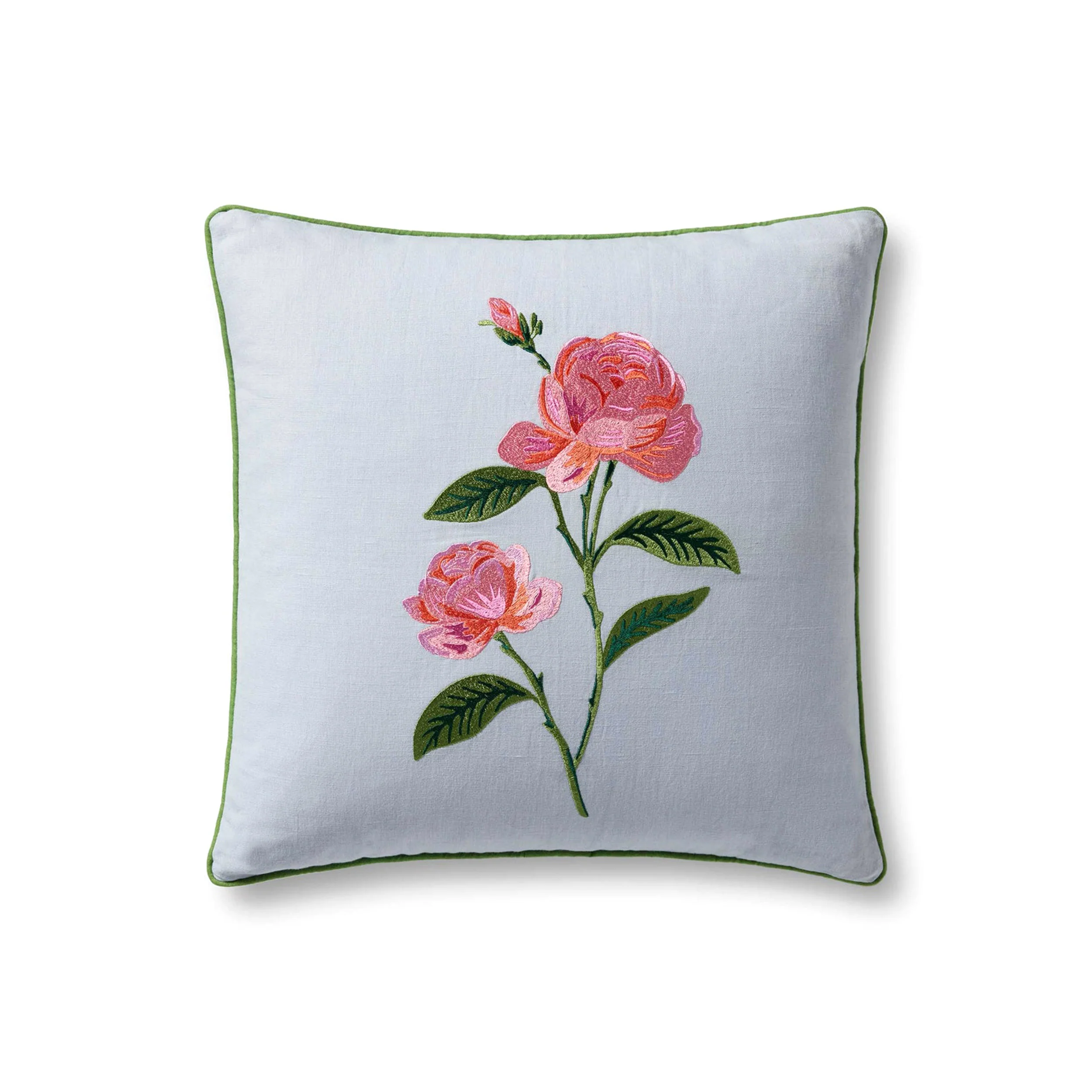 GARDEN ROSE EMBROIDERED PILLOW
