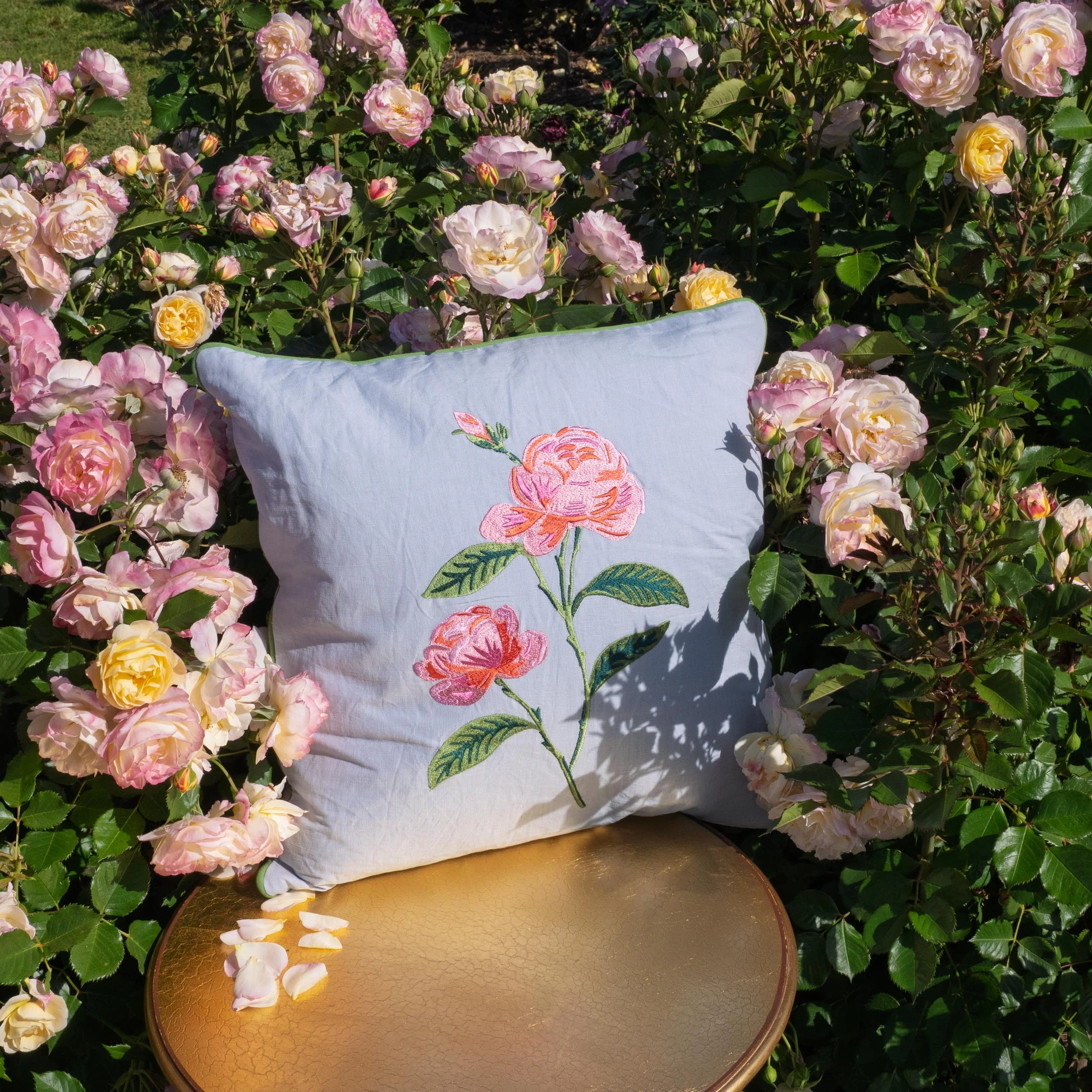 GARDEN ROSE EMBROIDERED PILLOW - Image 3