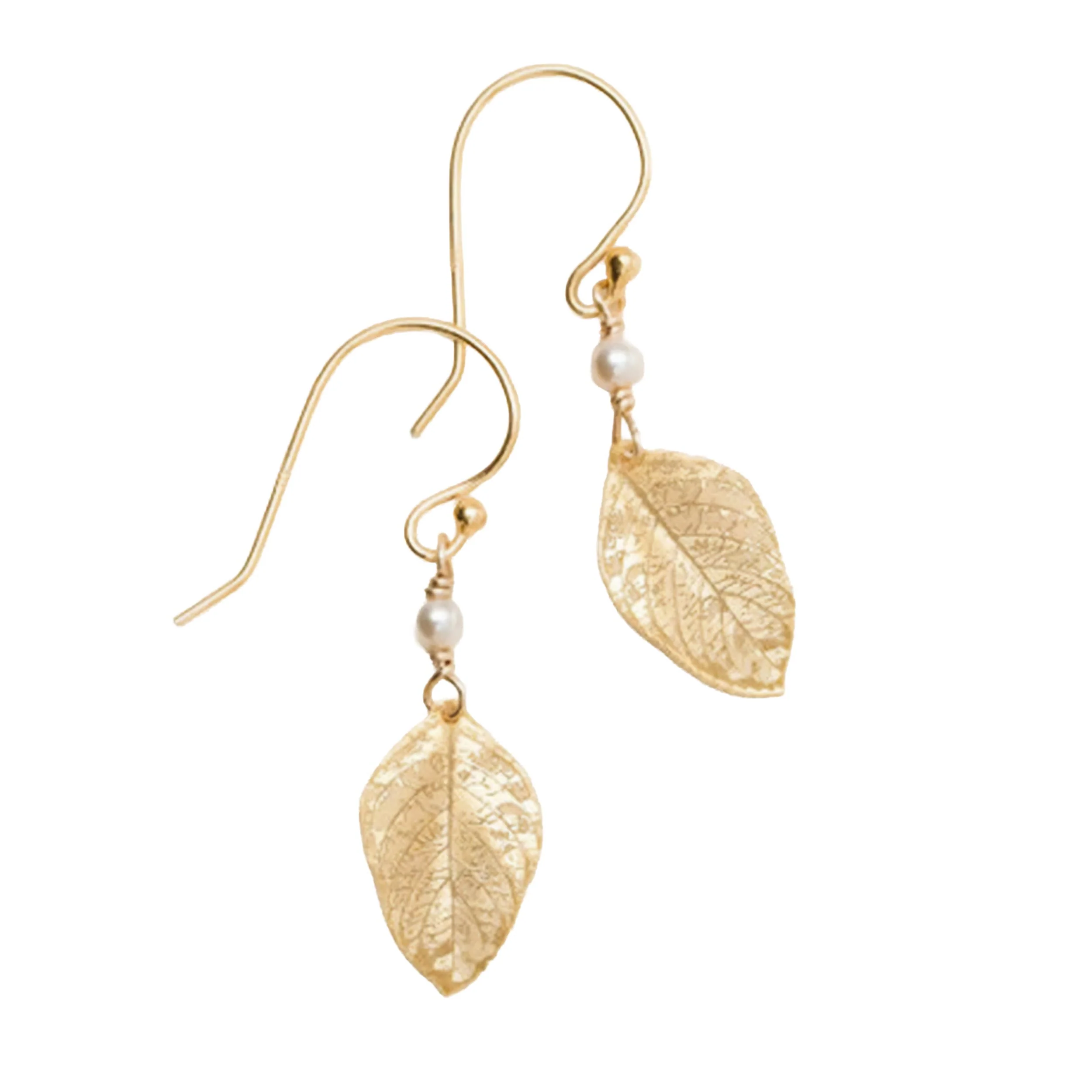 GOLD HEALING LEAF EARRINGS
