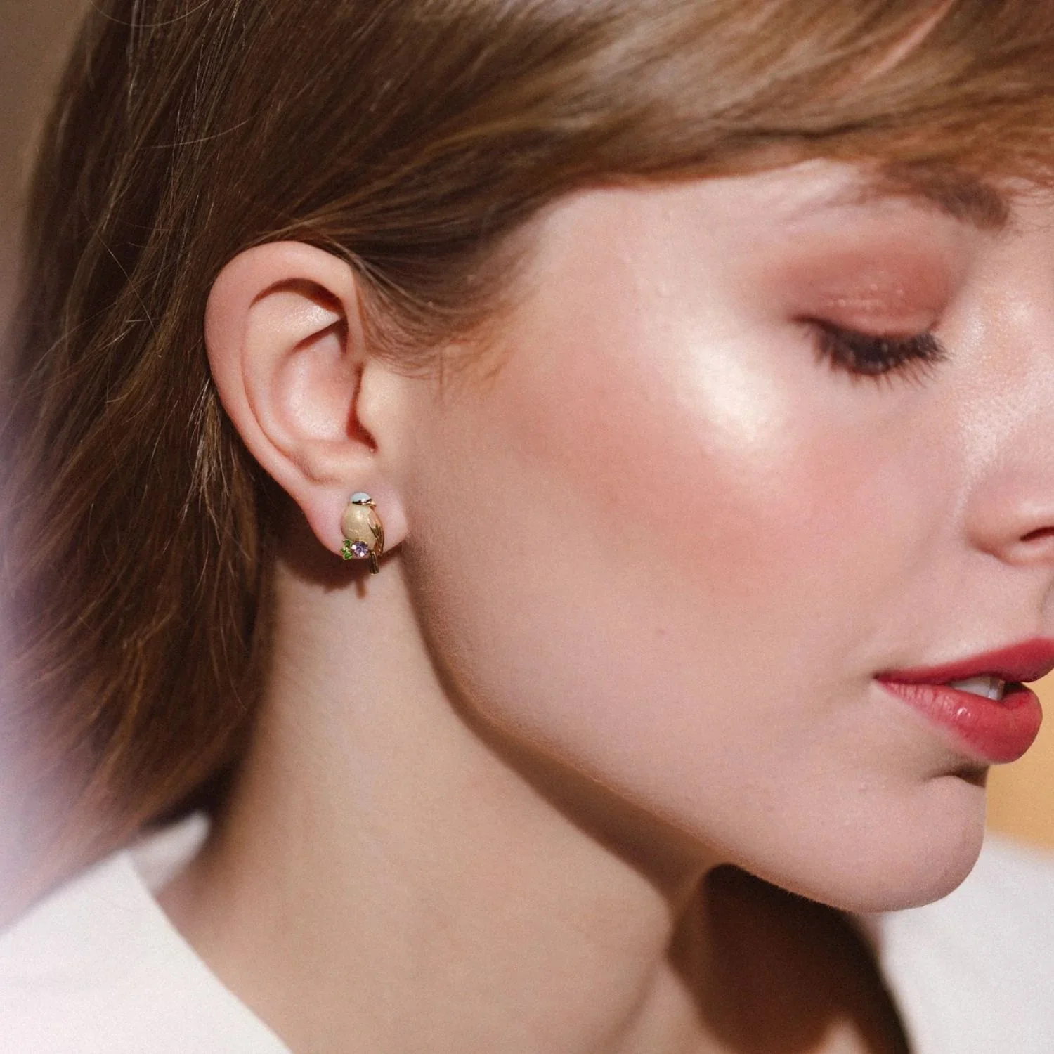 GOLDCREST & COAL TIT MISMATCHED STUD EARRINGS - Image 2