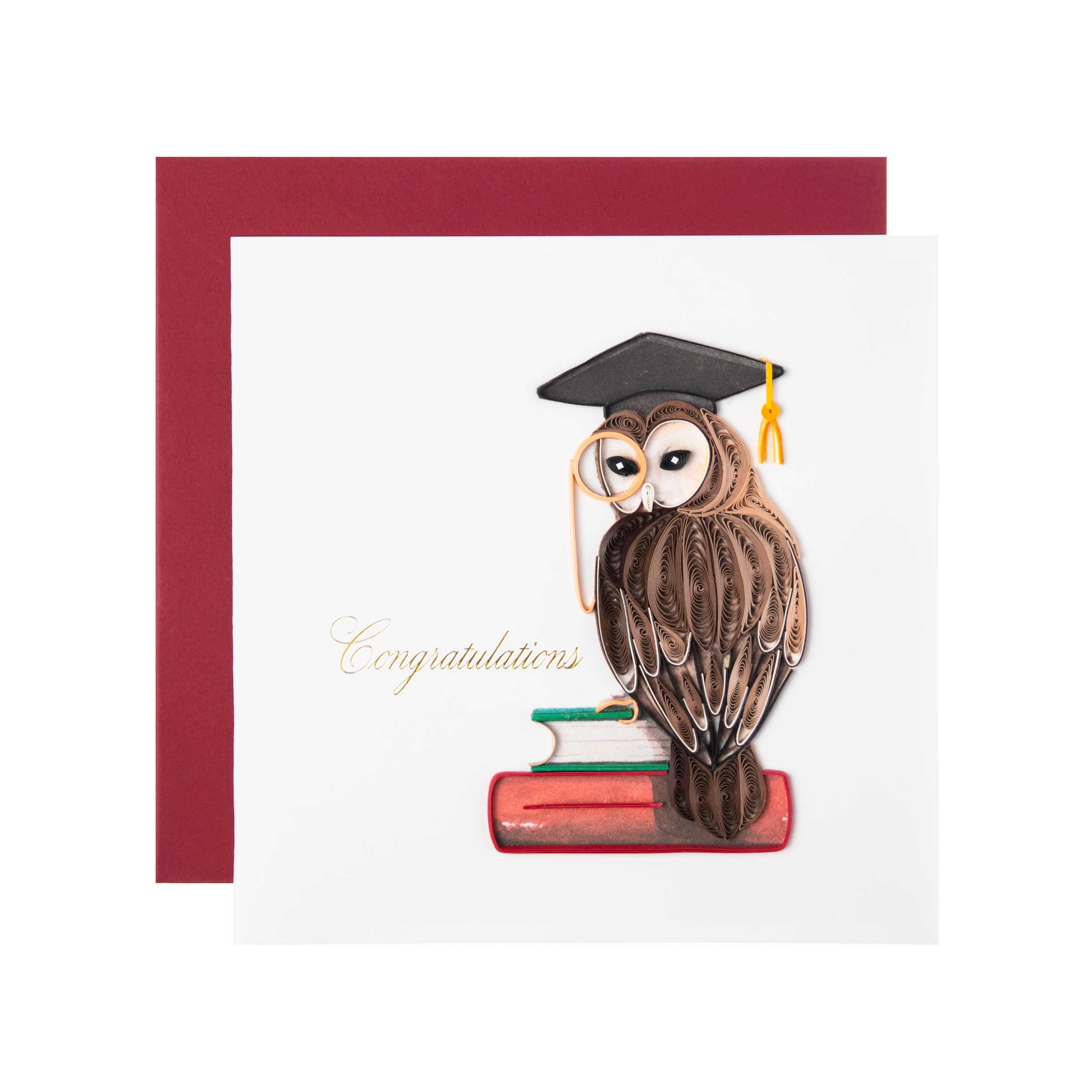GRADUATION OWL QUILLED CARD