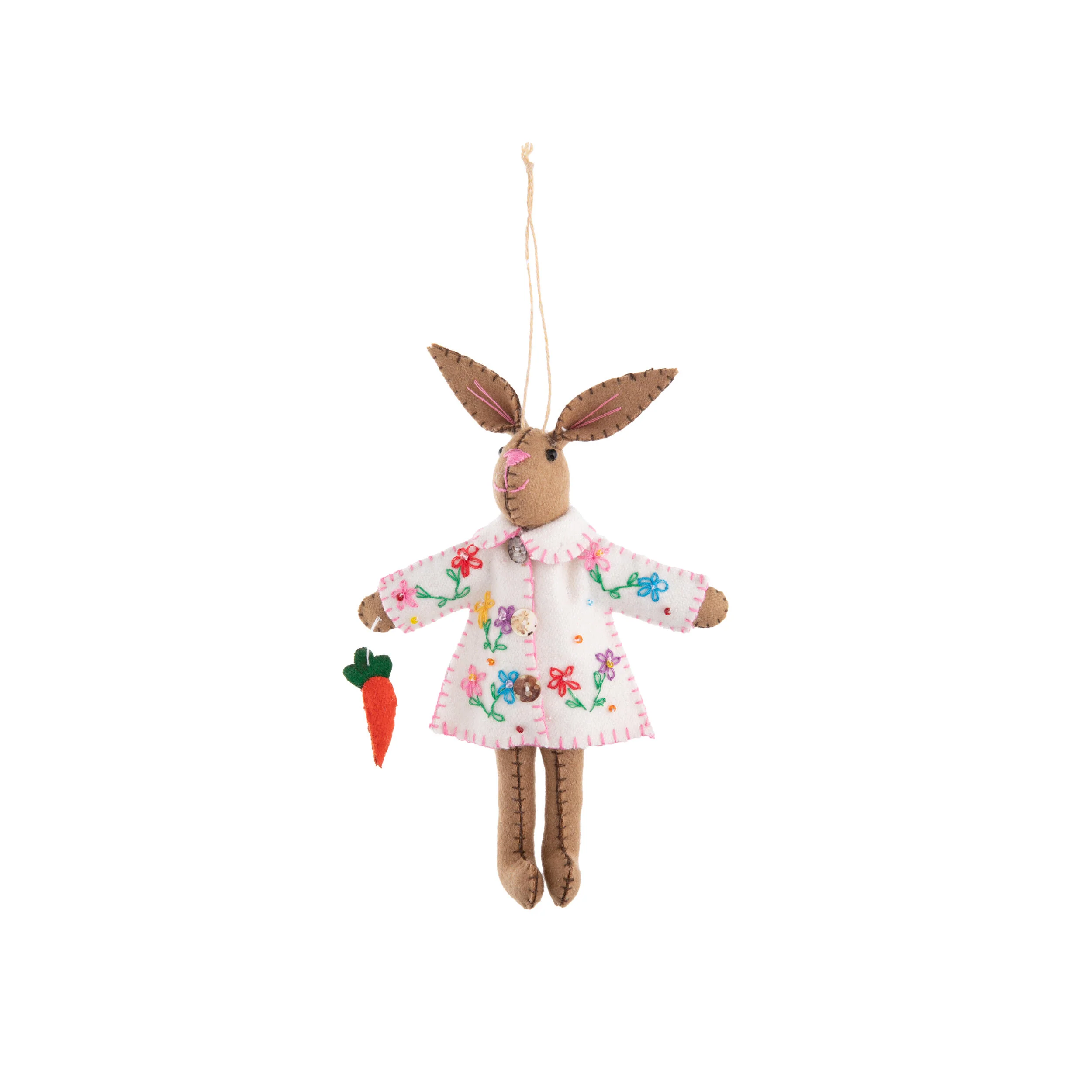 HARE WITH FLORAL JACKET FELT ORNAMENT