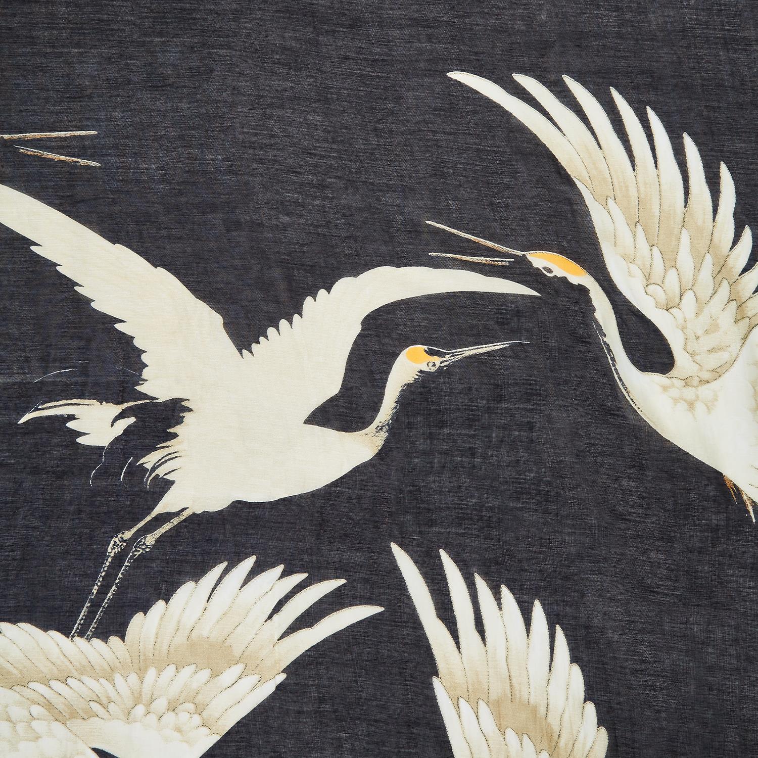 HERON PRINT SHORT KIMONO - BLACK - Image 3