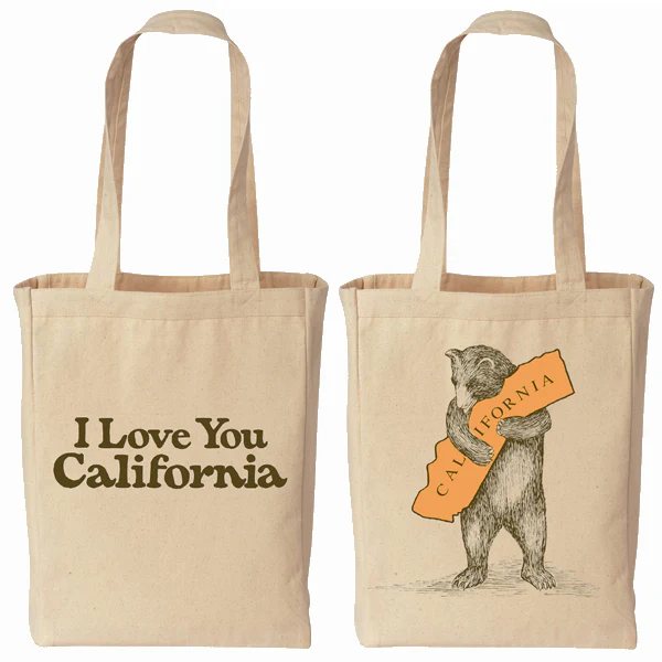 I LOVE YOU CALIFORNIA BEAR HUG TOTE