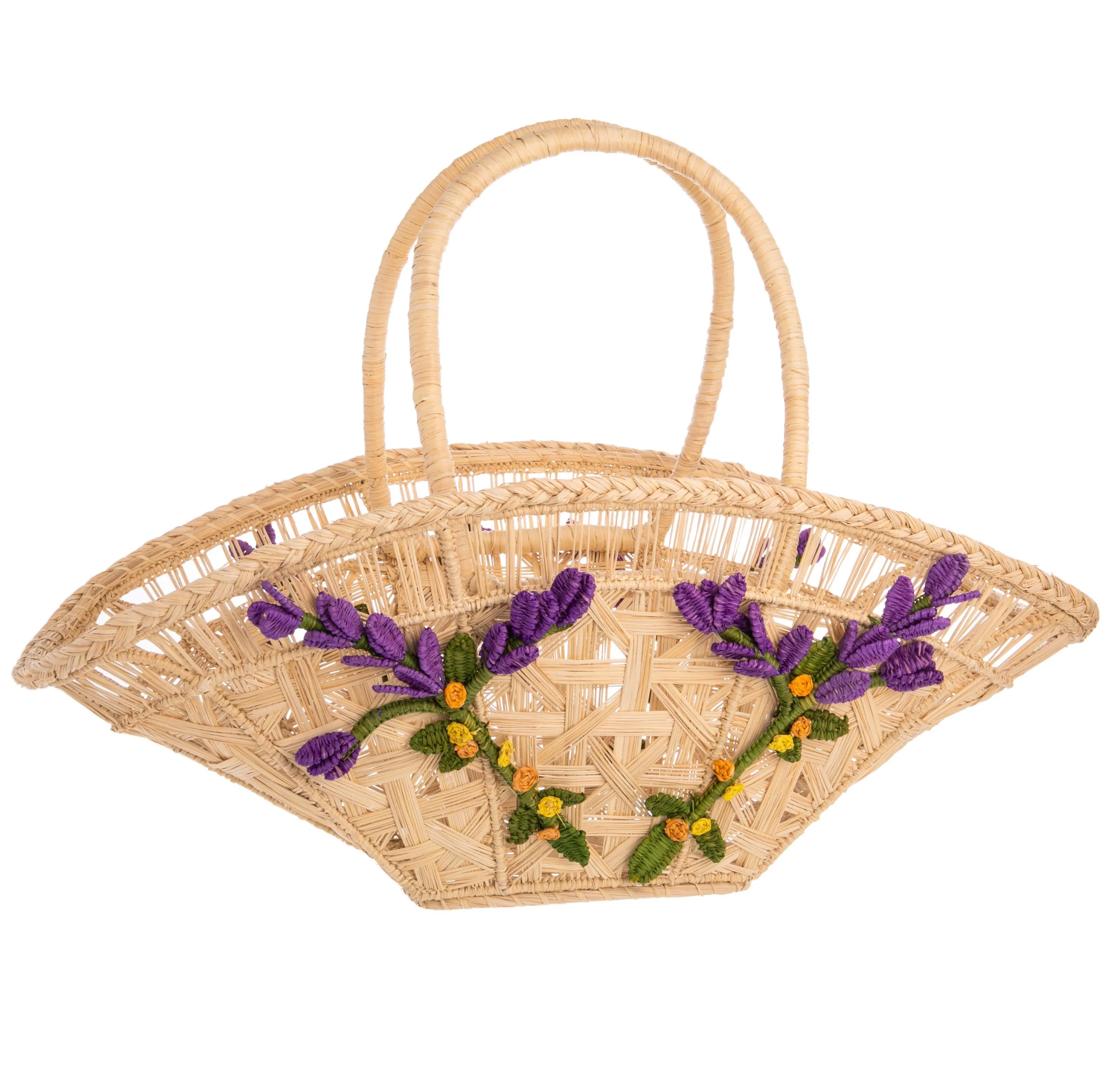 IRACA PALM EMBROIDERED BASKET