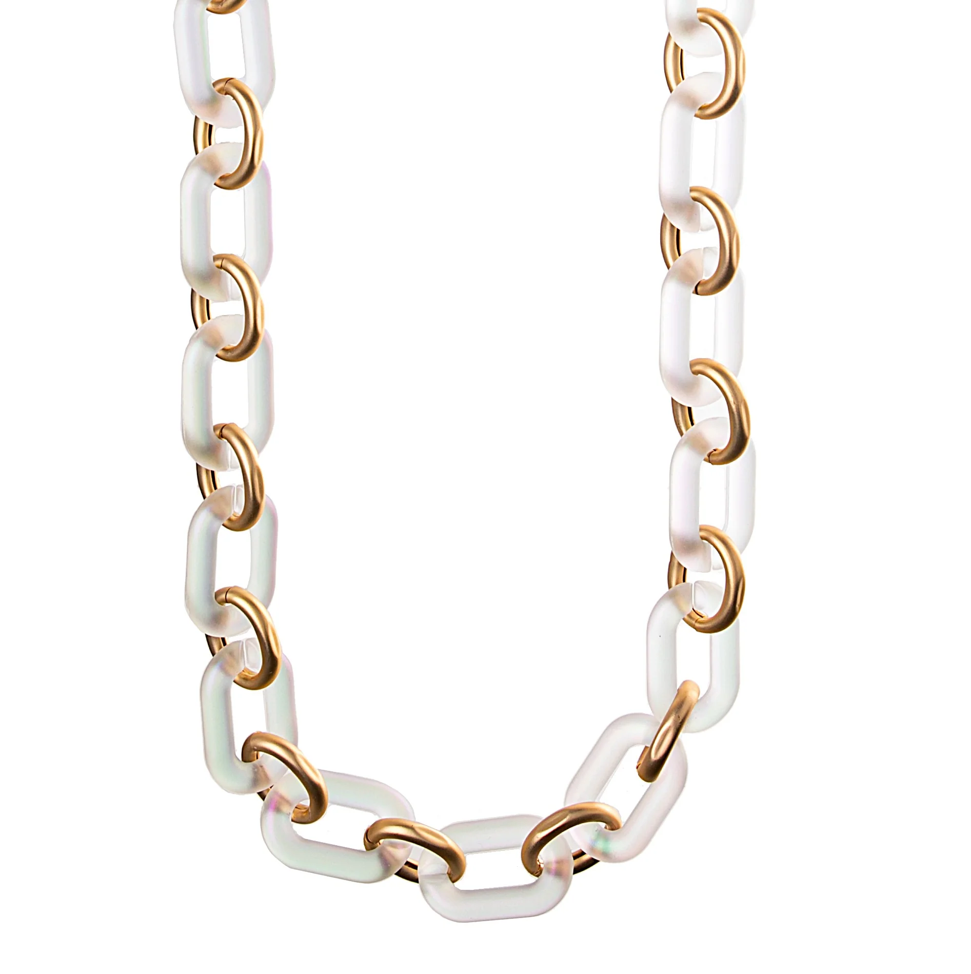 CLEAR IRIDESCENT LINK AND CORD NECKLACE - Image 2