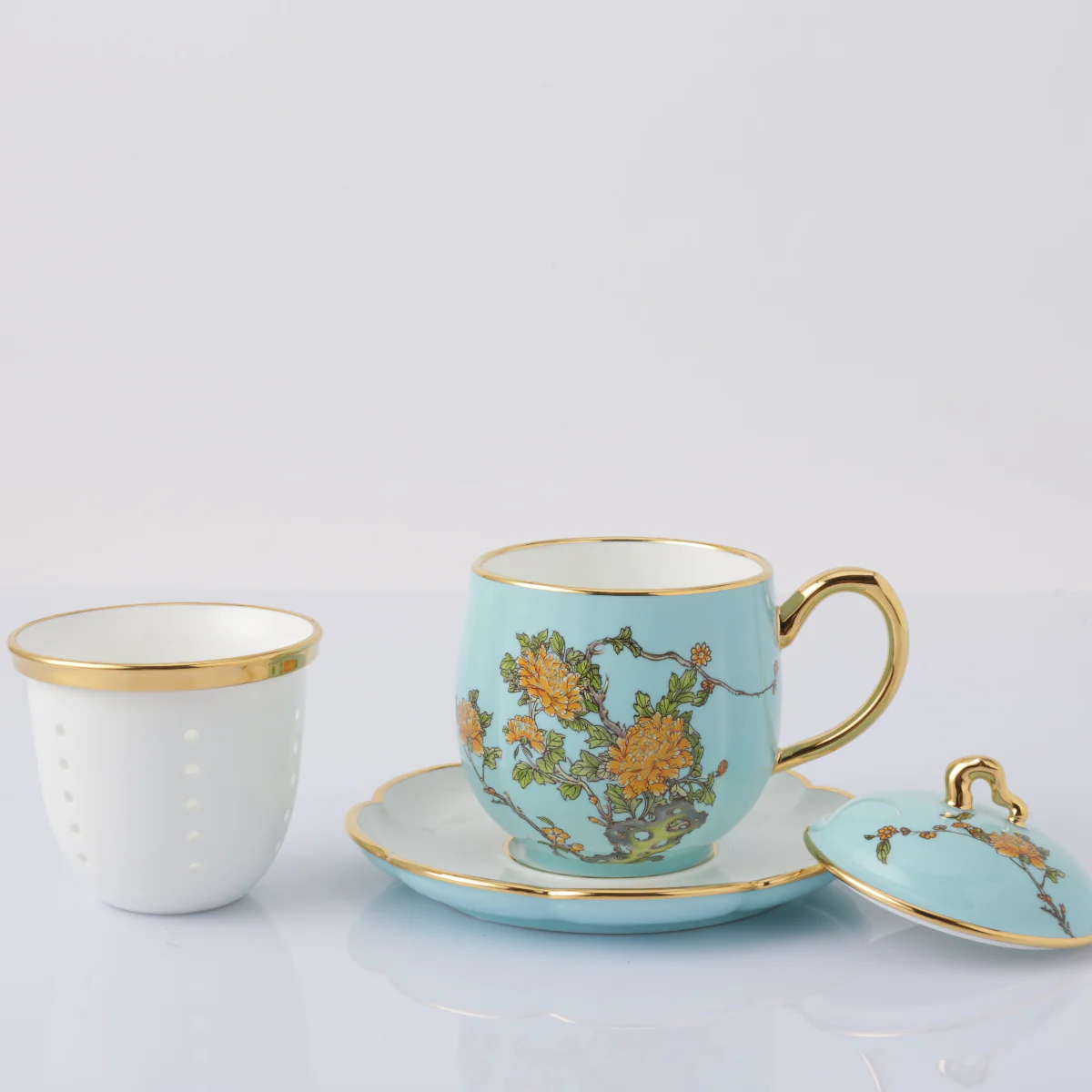 LADY TURQUIOA PEONY FOUR-PIECE MUG - Image 4