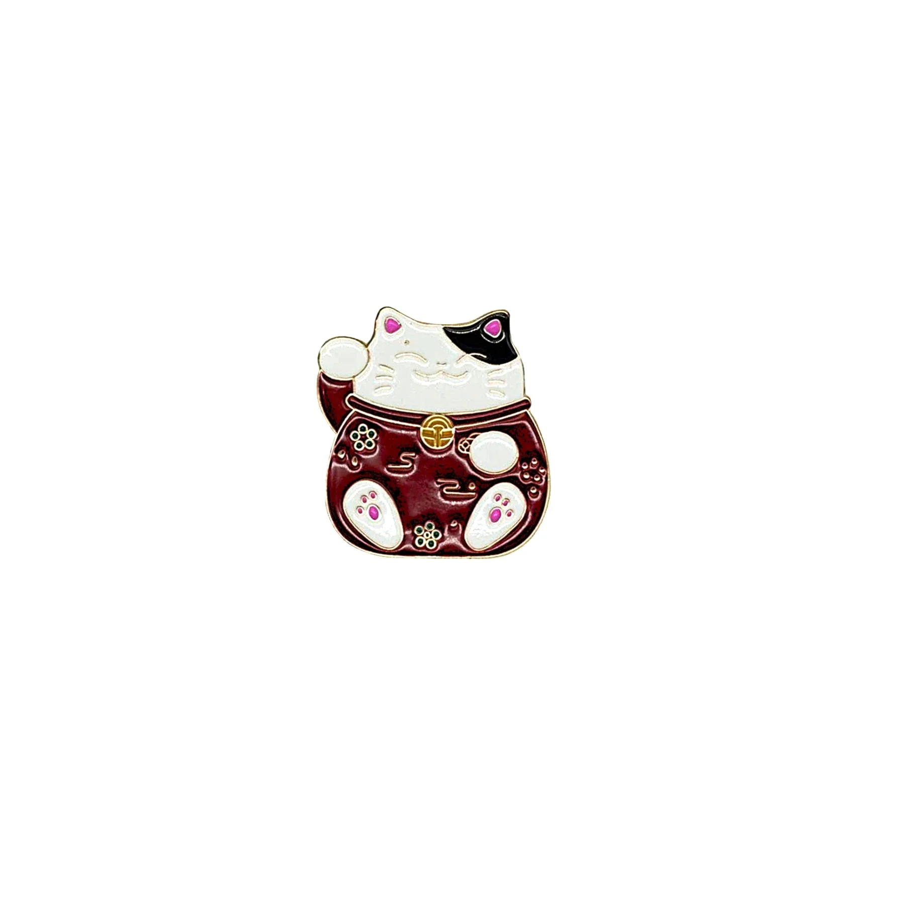 LUCKY CAT ENAMEL PIN - RED