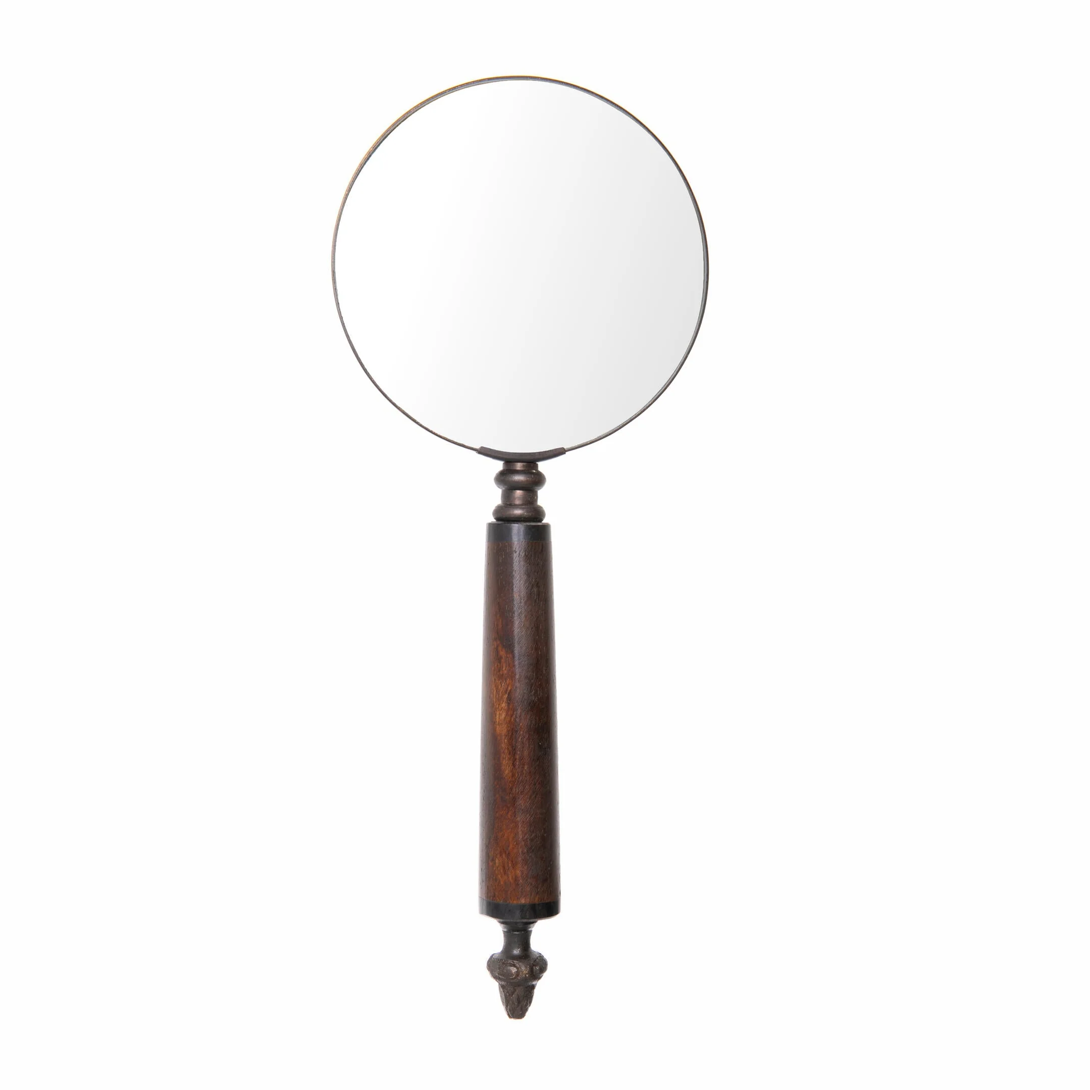 MAGNIFYING GLASS WITH WOOD AND BRASS HANDLE