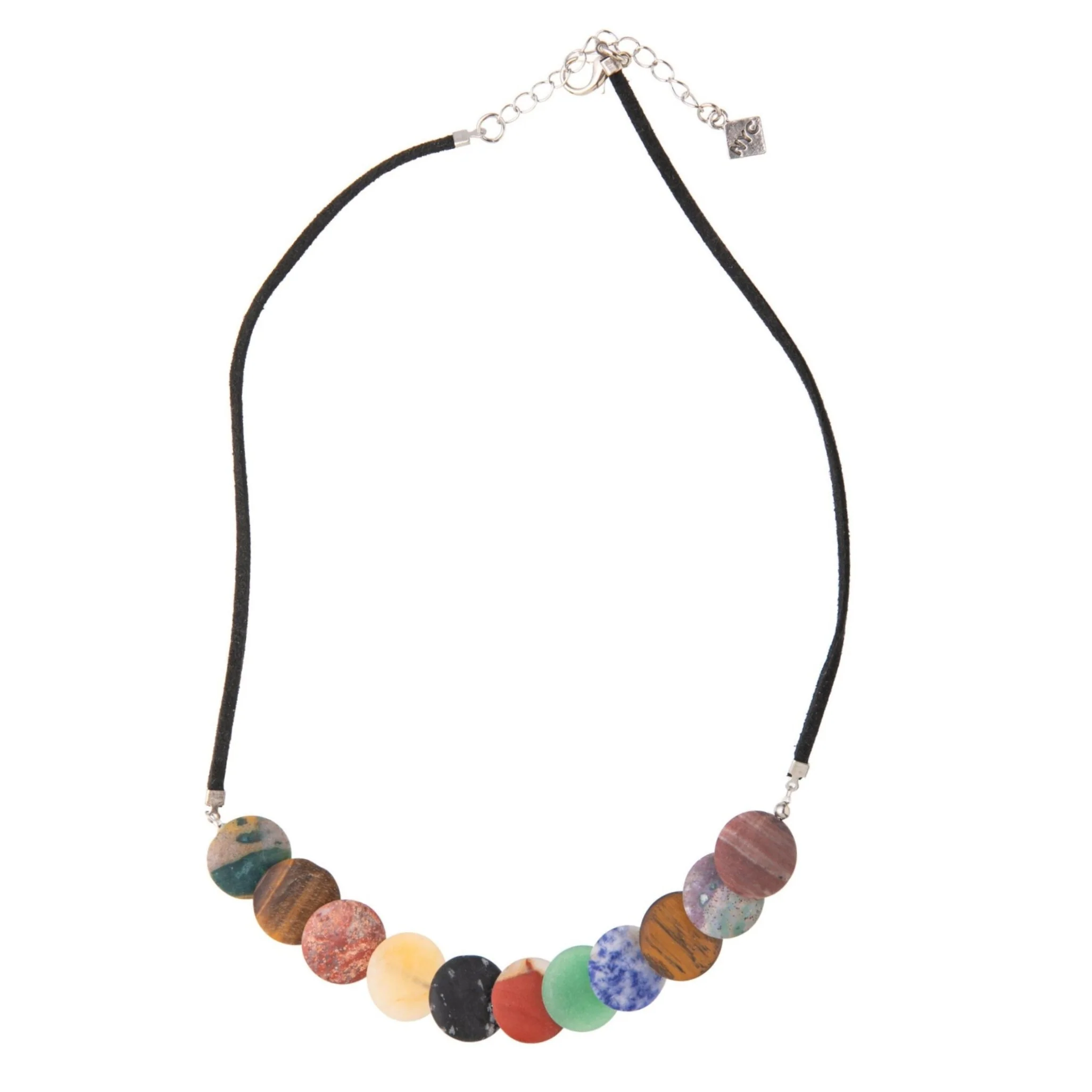 MATTE STONE OVERLAPPING DISC NECKLACE