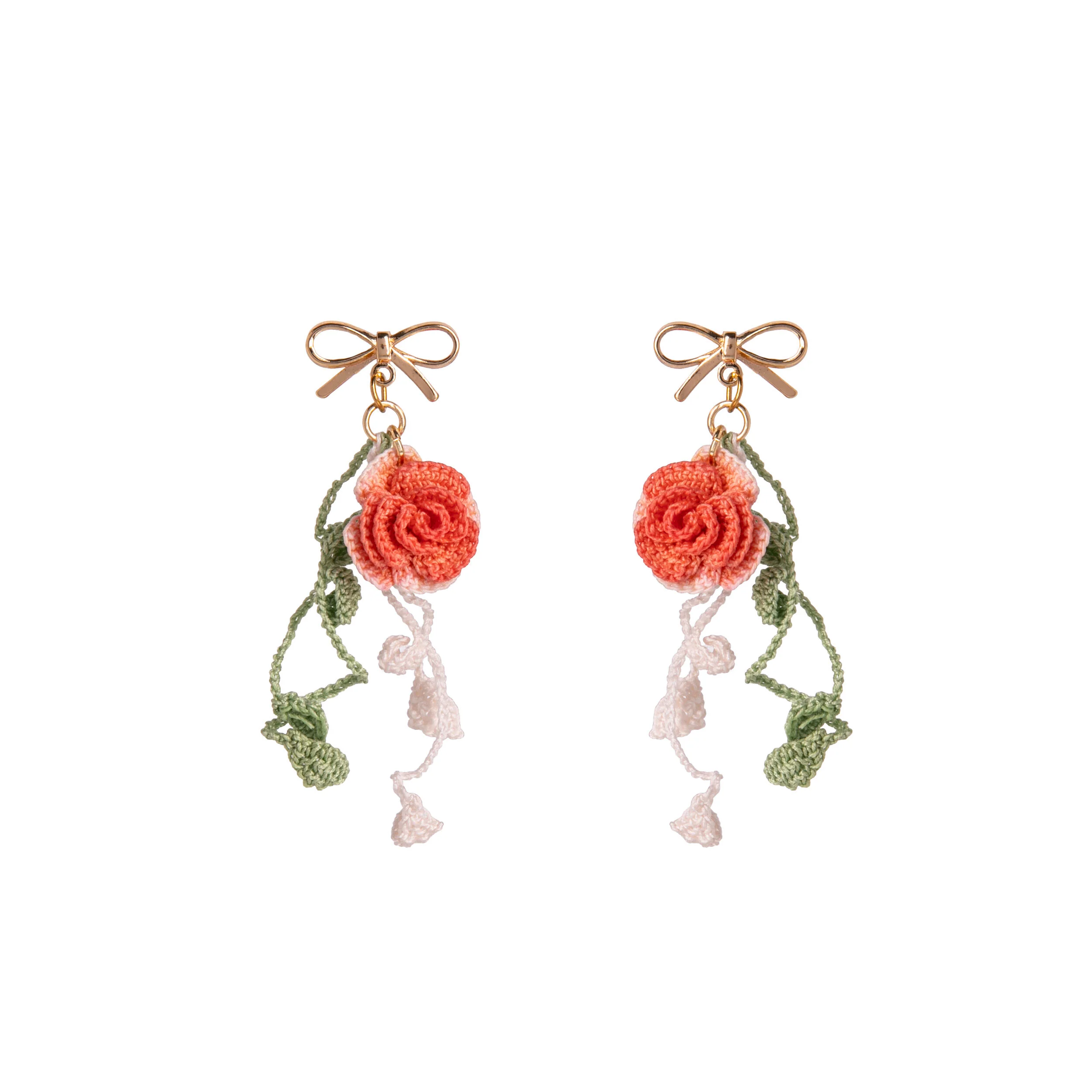MICRO-CROCHET ROSE EARRINGS