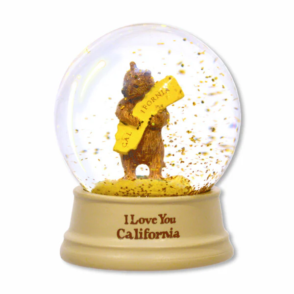 MINI CALIFORNIA BEAR HUG SNOW GLOBE