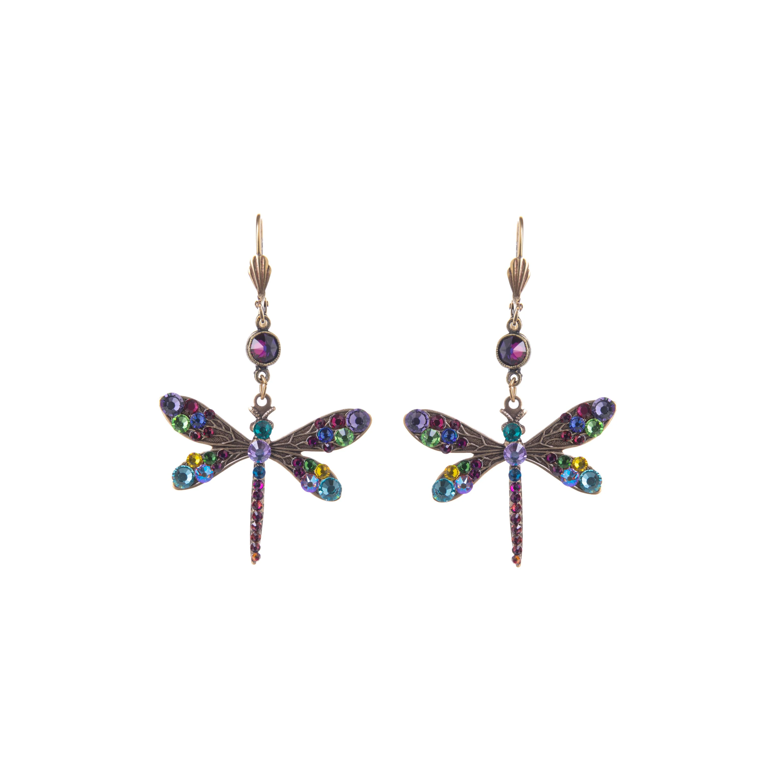 MULTISTONE FILIGREE DRAGONFLY EARRINGS