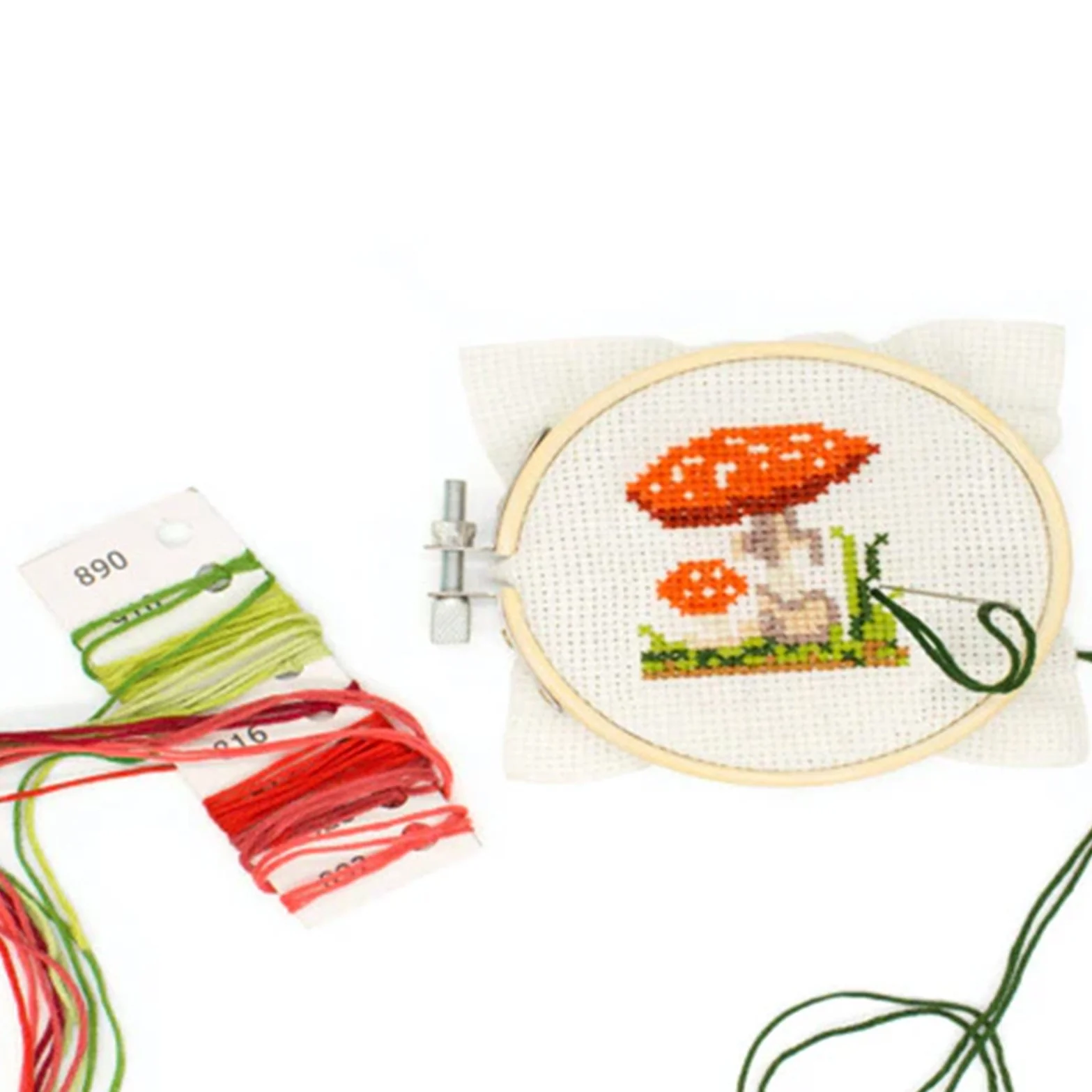 MUSHROOM MINI CROSS STITCH EMBROIDERY KIT - Image 2