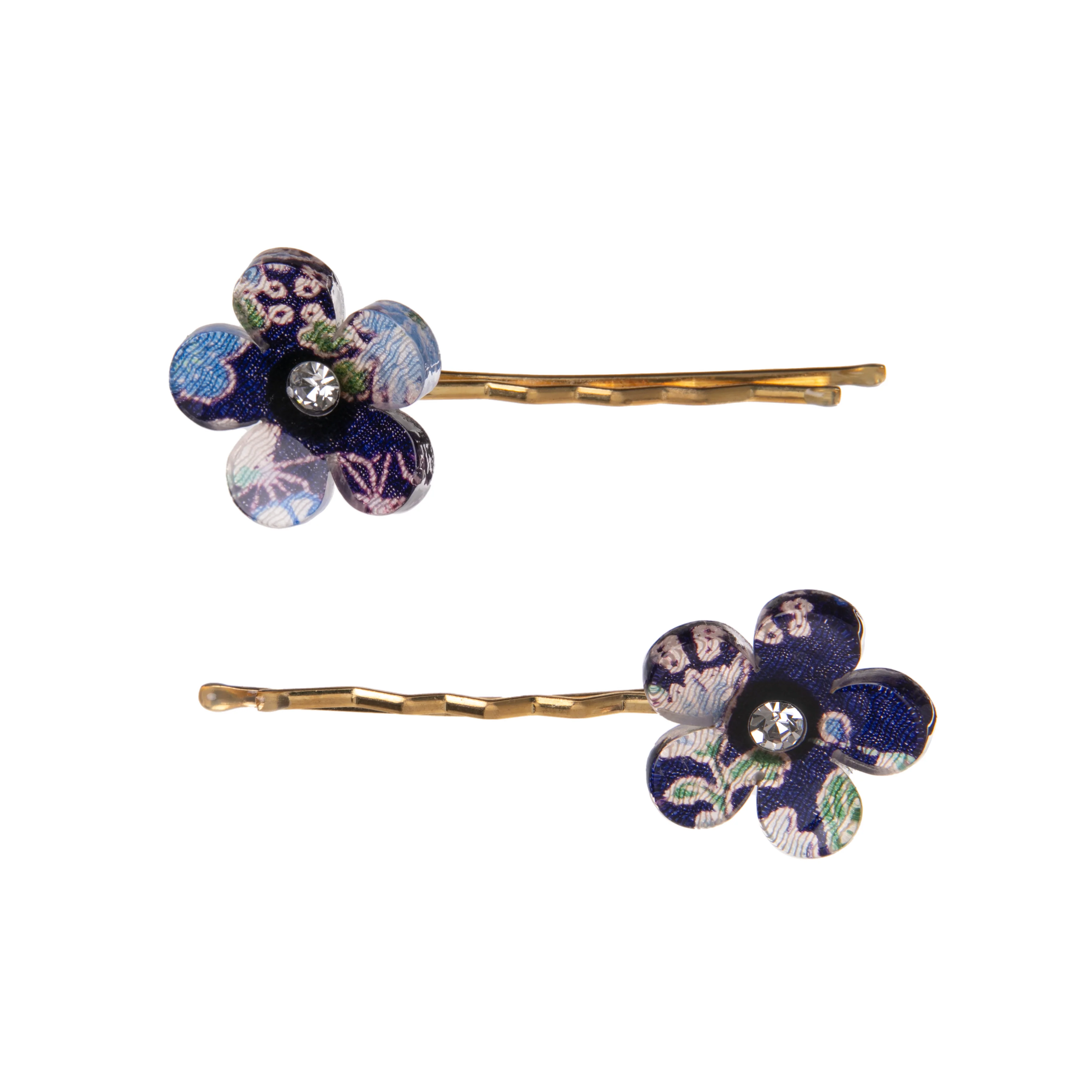 KIMONO SILK HAIRPINS - NAVY
