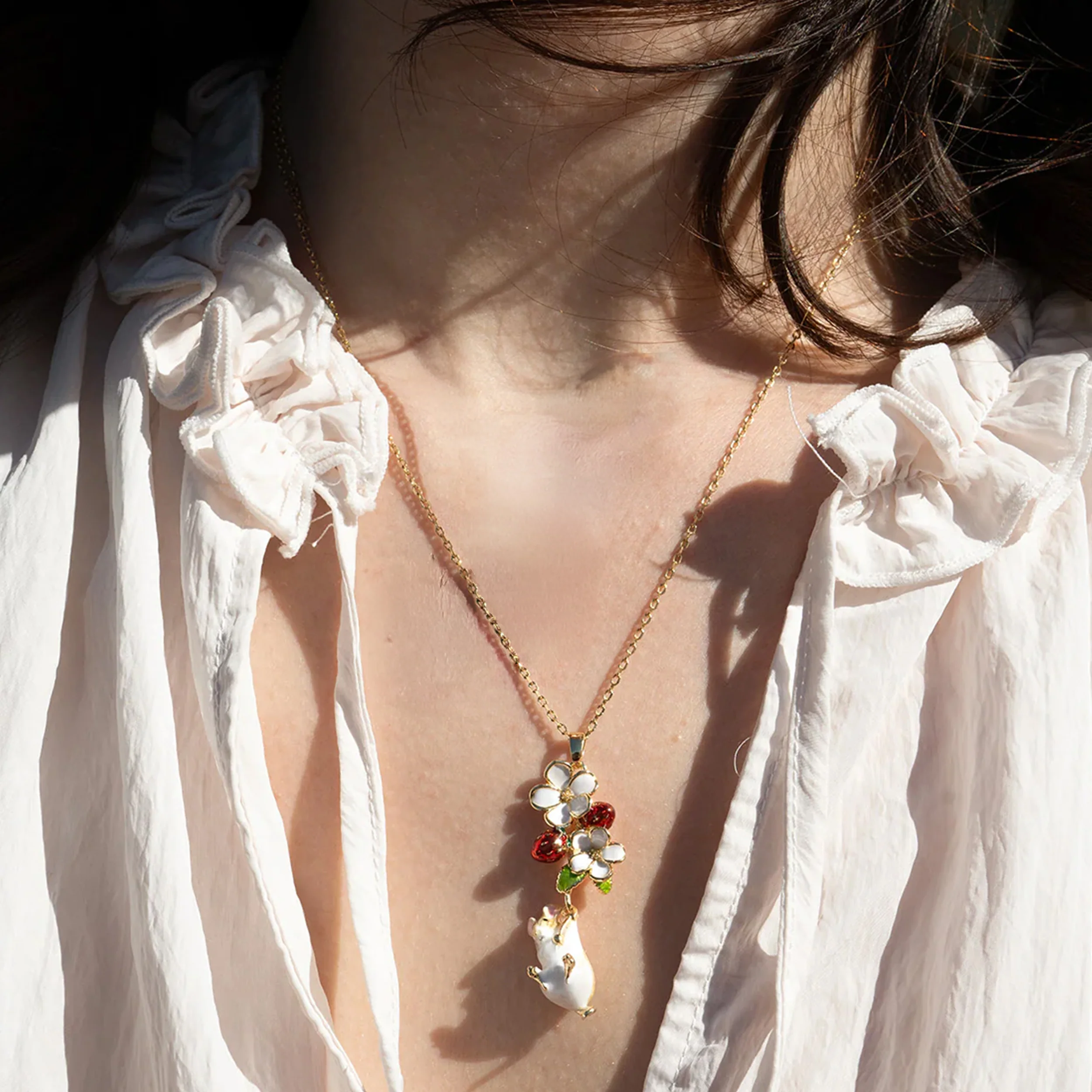 STRAWBERRY & MOUSE PENDANT NECKLACE - Image 2