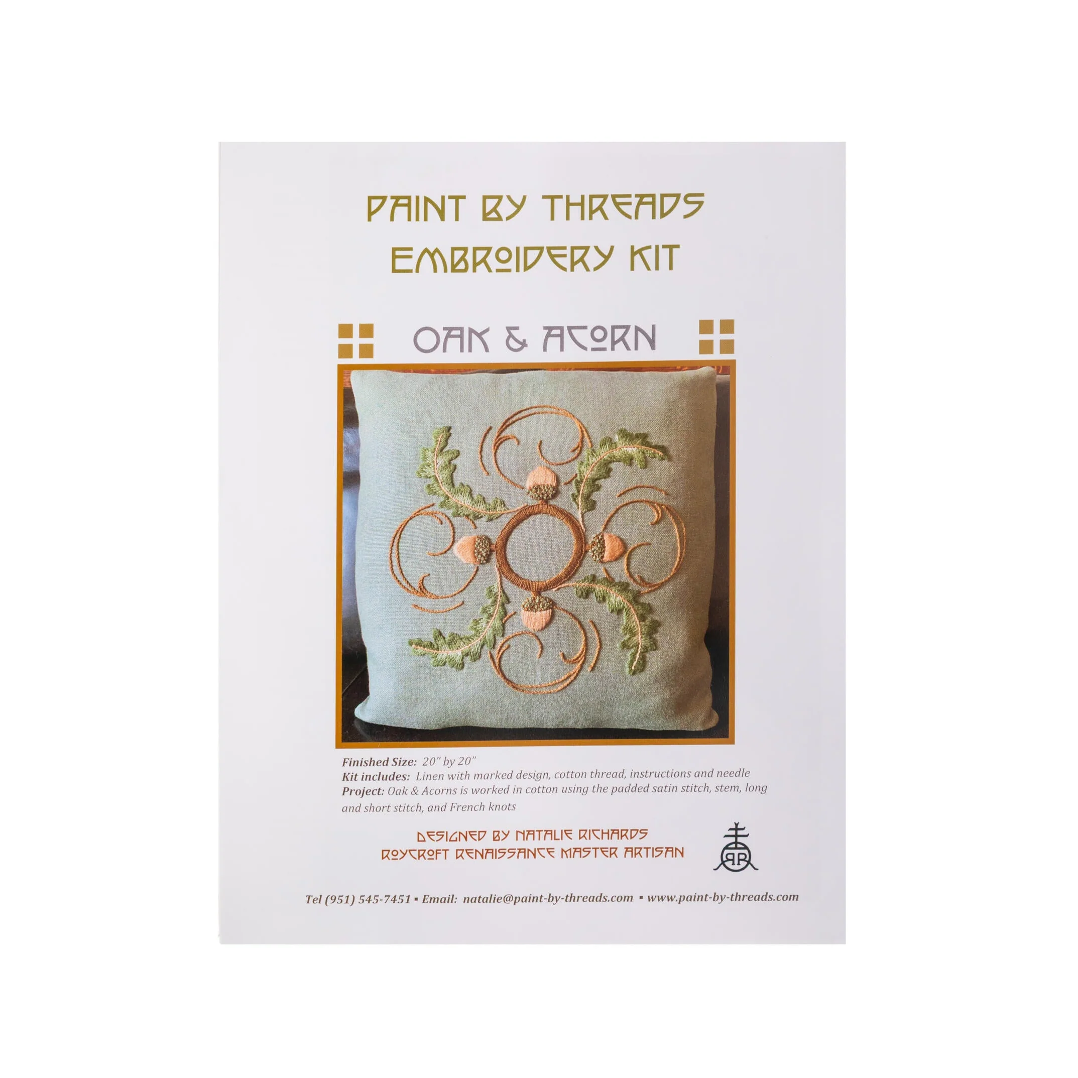OAK & ACORN PILLOW EMBROIDERY KIT