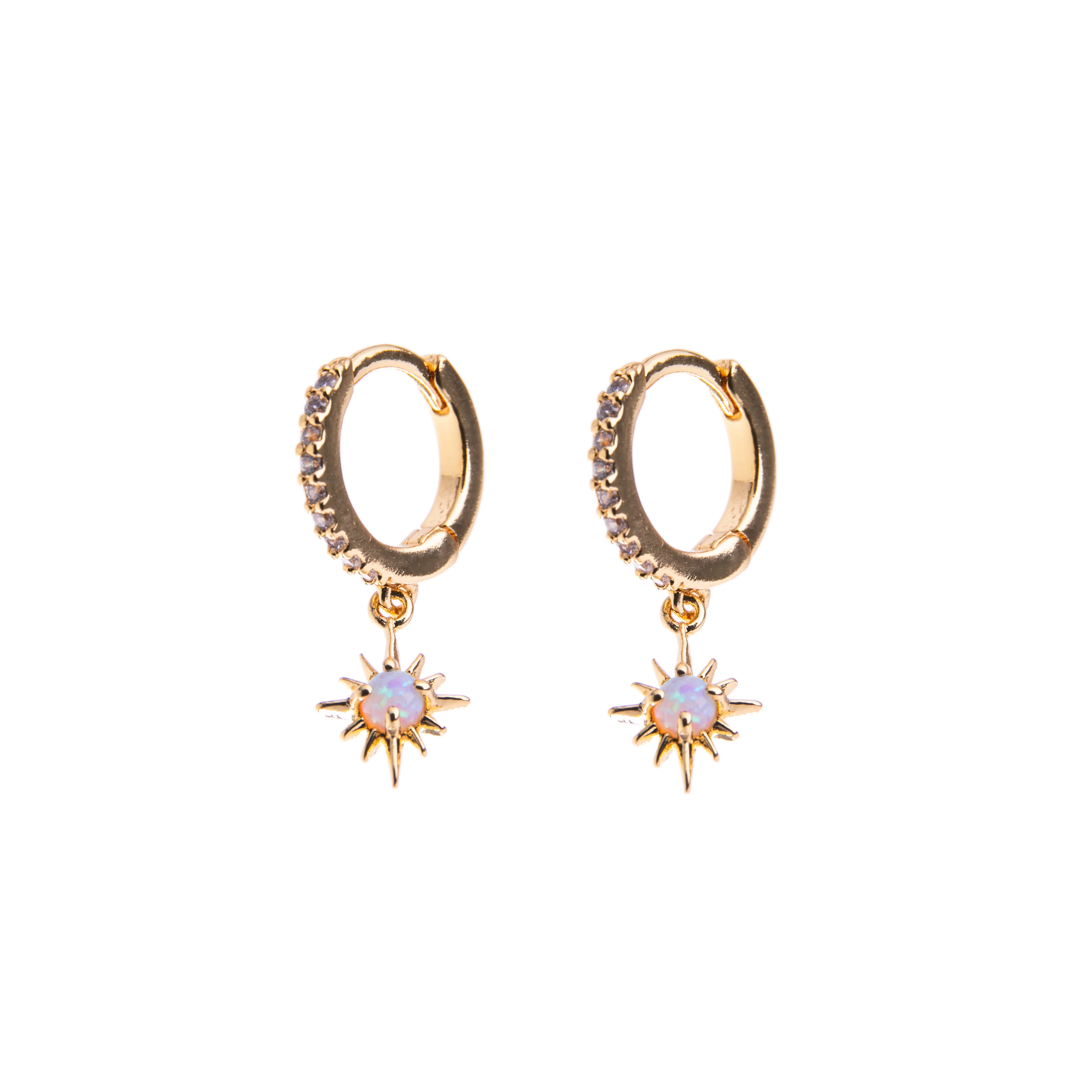 OPAL STARBURST HUGGIE EARRINGS