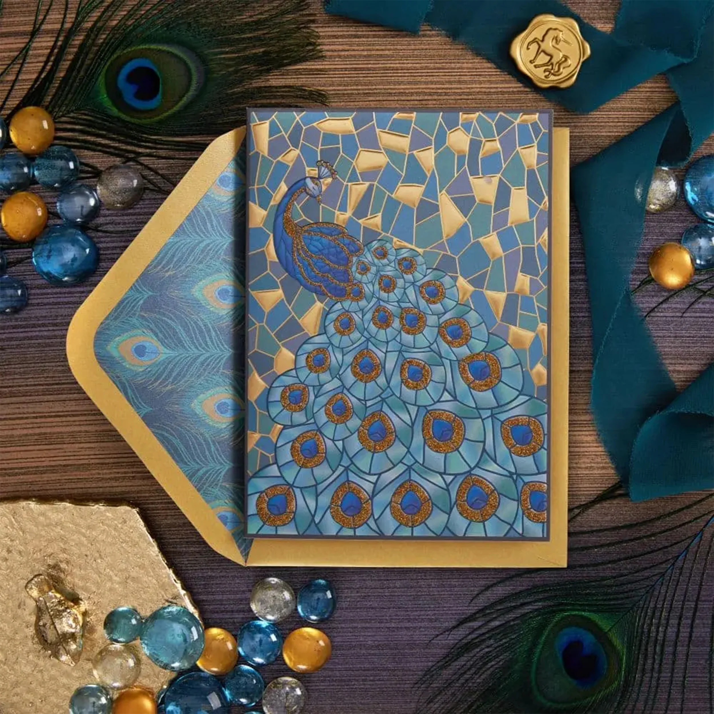 PEACOCK MOSAIC NOTECARD - Image 3