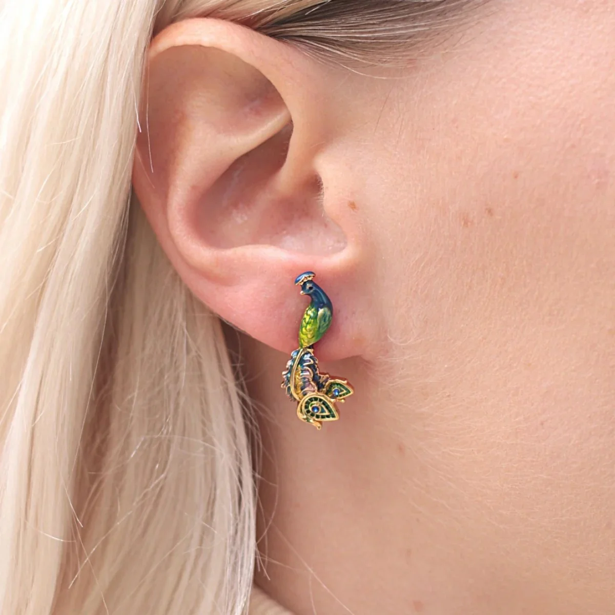PEACOCK STUD EARRINGS - Image 2