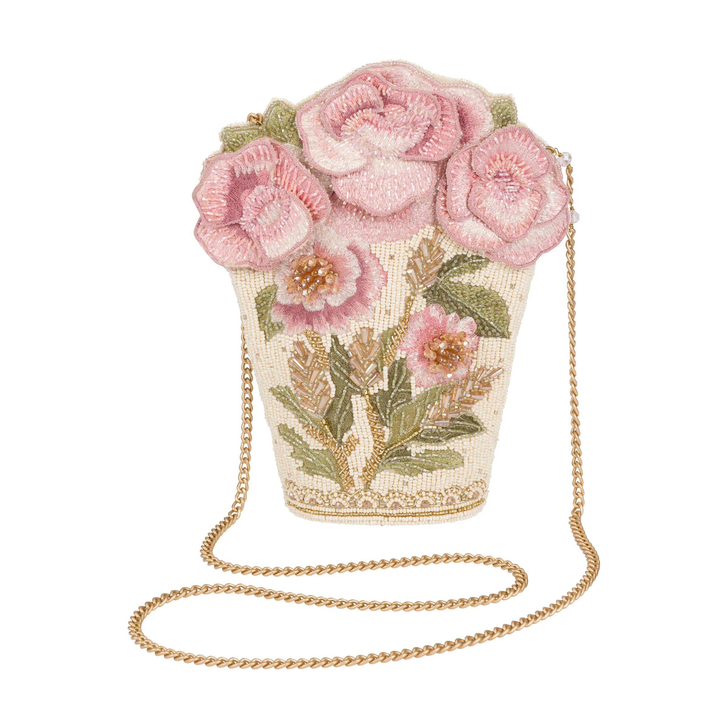 PINK ROSES BEADED CROSSBODY