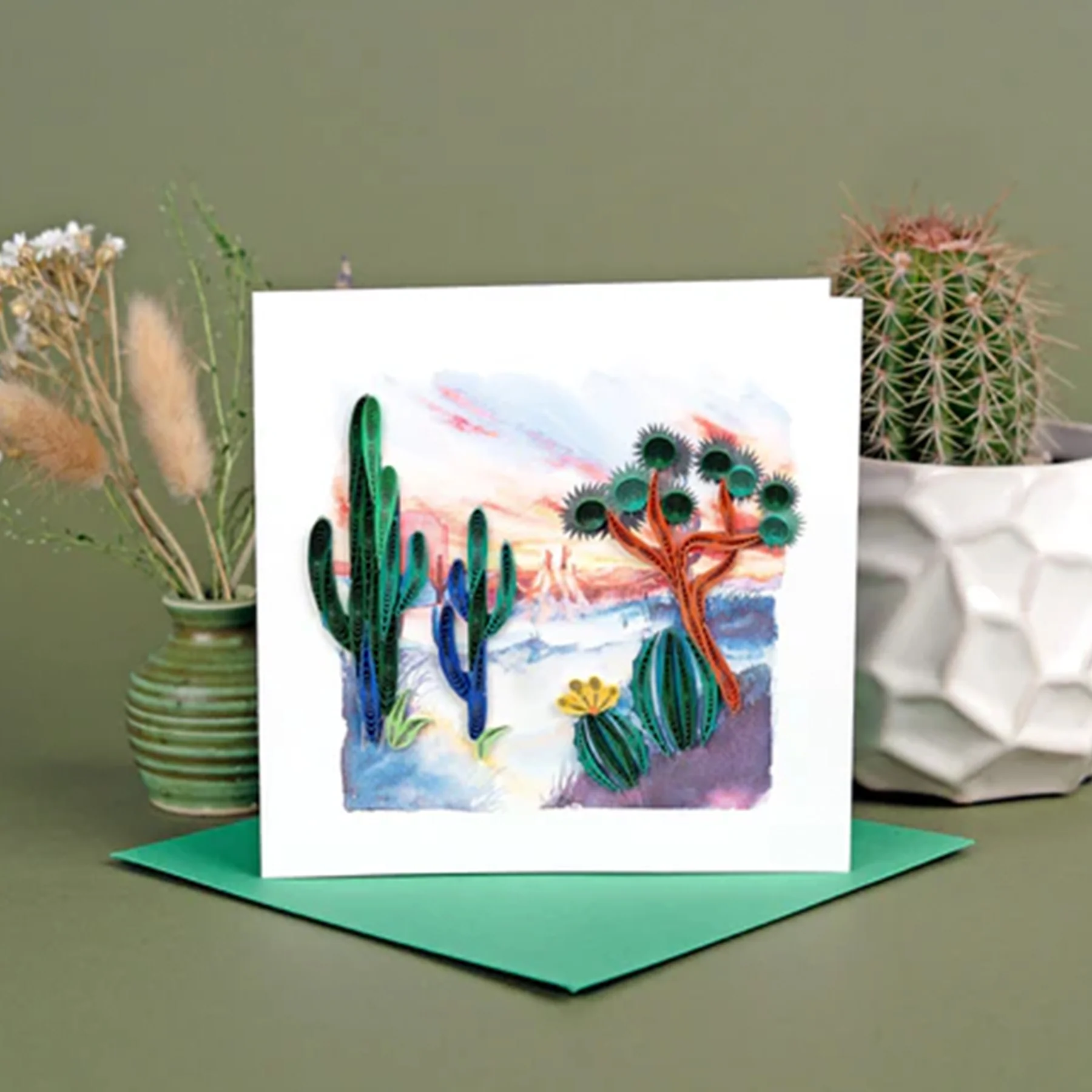 QUILLED DESERT LANDSCAPE NOTECARD - Image 3