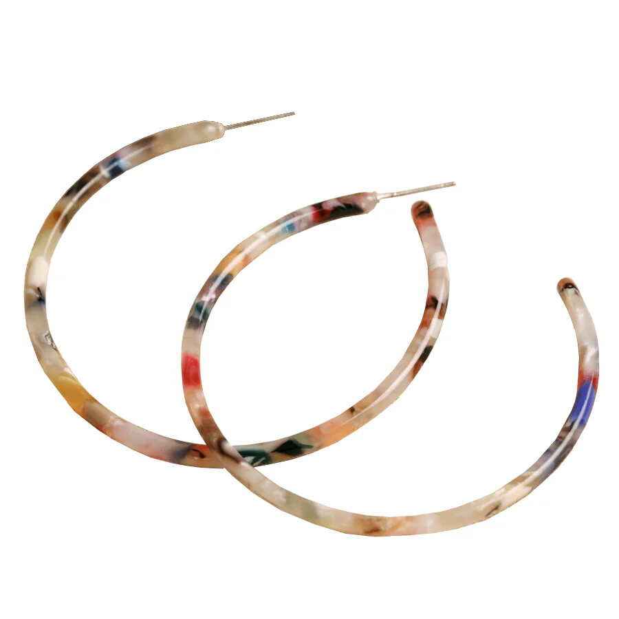 RAINBOW TORTOISESHELL HOOP EARRINGS
