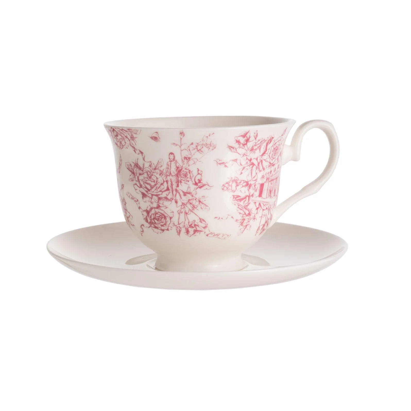 HUNTINGTON ROSE GARDEN TOILE TEACUP AND SAUCER