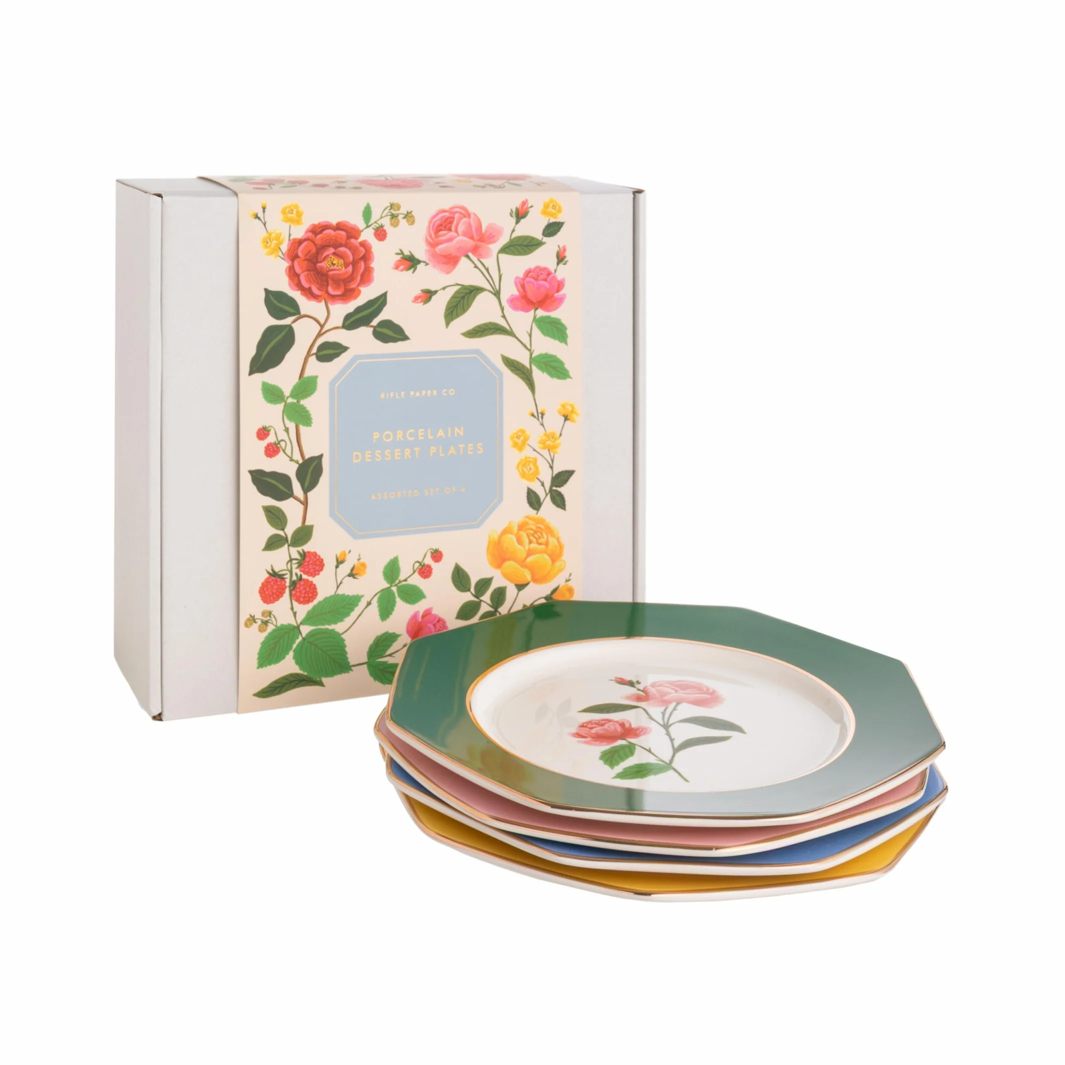 BOTANICAL PORCELAIN DESSERT PLATE SET