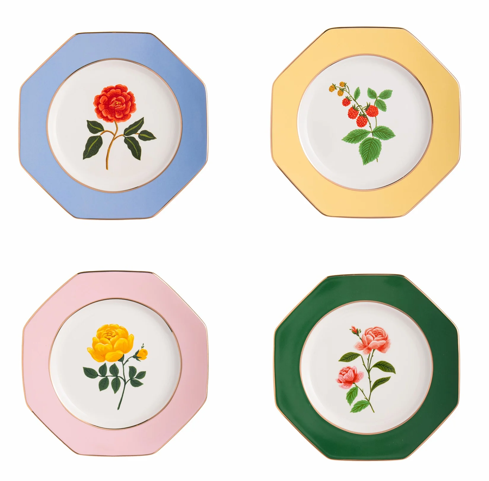 BOTANICAL PORCELAIN DESSERT PLATE SET - Image 2