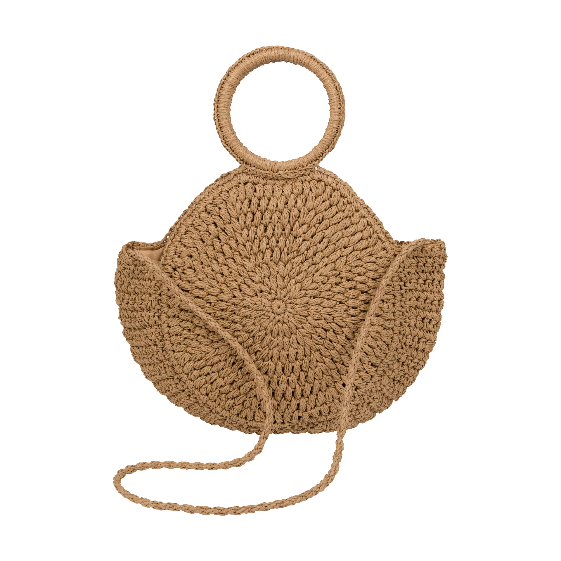 ROUND WOVEN STRAW HANDBAG