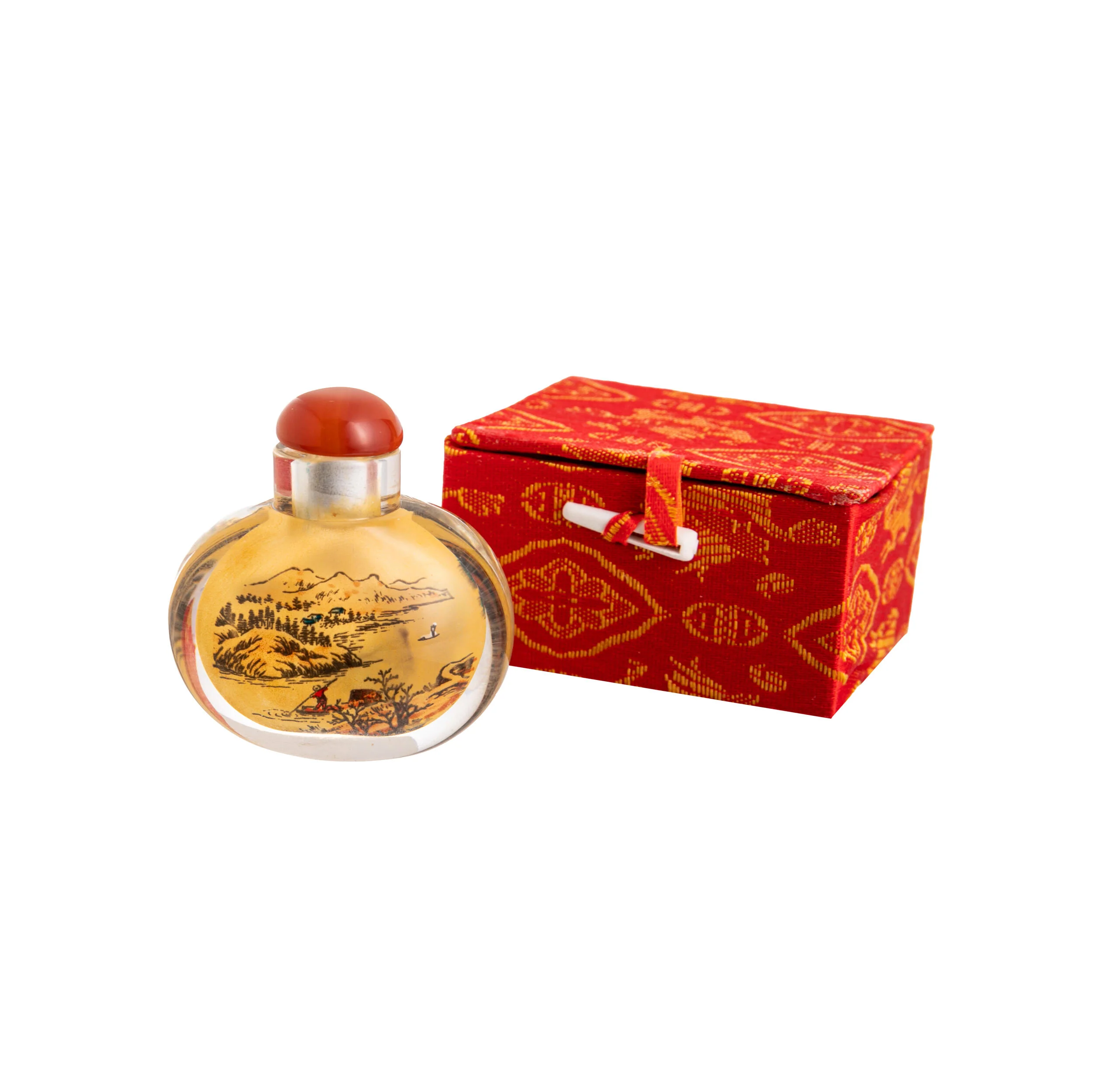 RURAL LANDSCAPE REVERSE PAINTED GLASS SNUFF BOTTLE