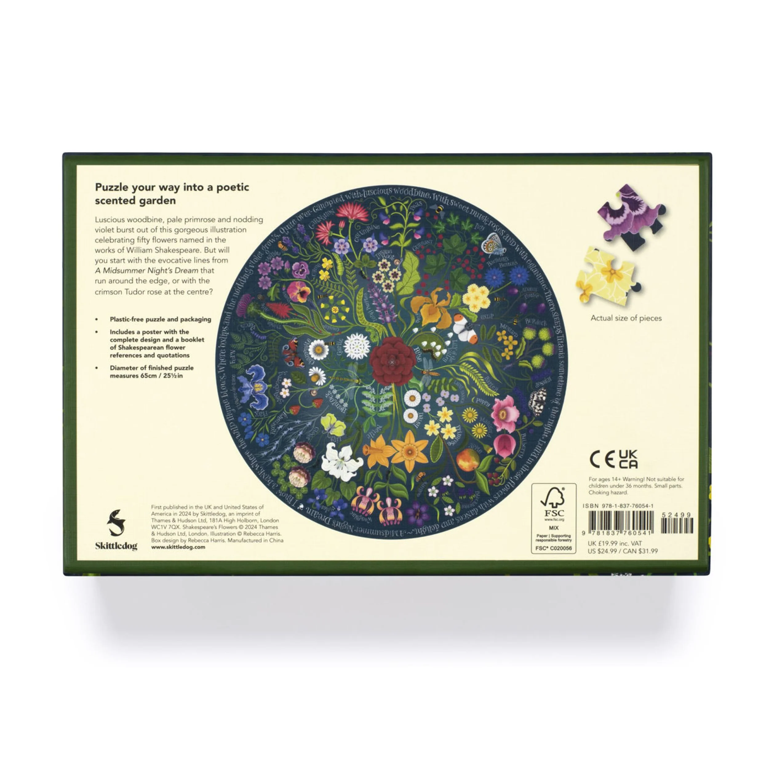 SHAKESPEARE'S FLOWERS 1000-PIECE CIRCULAR JIGSAW PUZZLE - Image 4