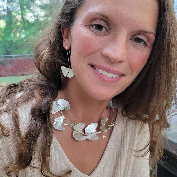 SILVER GINKGO NECKLACE - Image 4