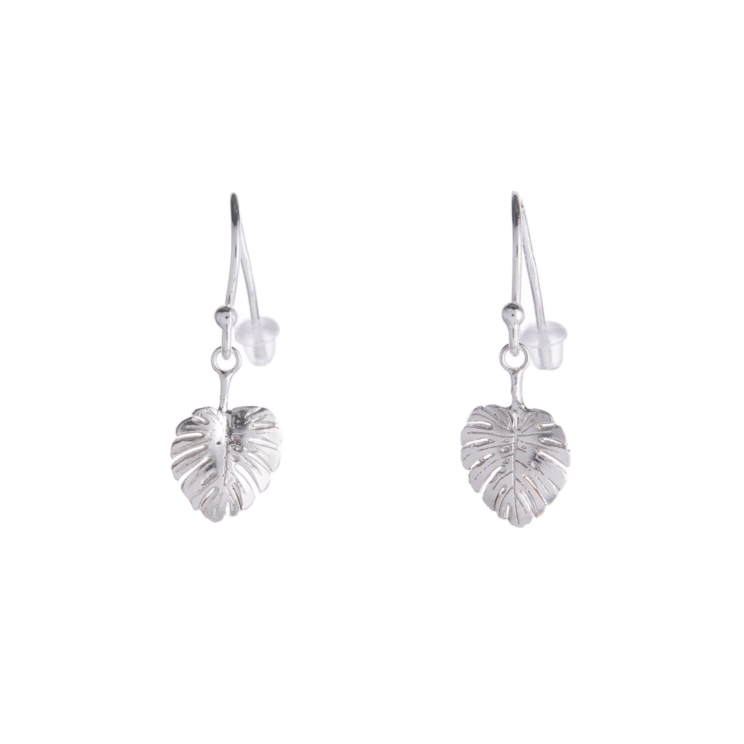 SILVER MONSTERA LEAF EARRINGS